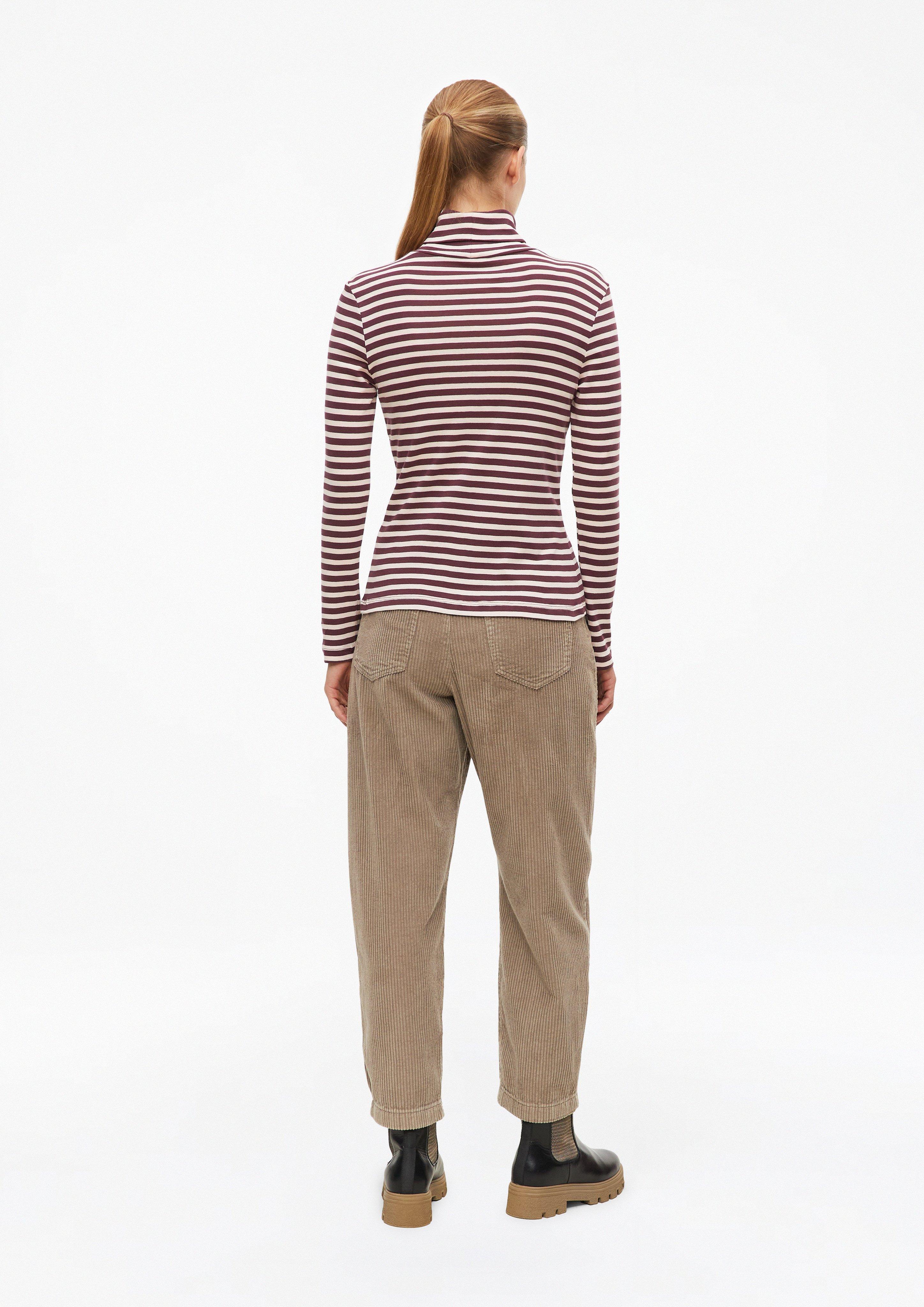 Women Striped Slim-Fit Turtleneck Shirt in red by s.Oliver