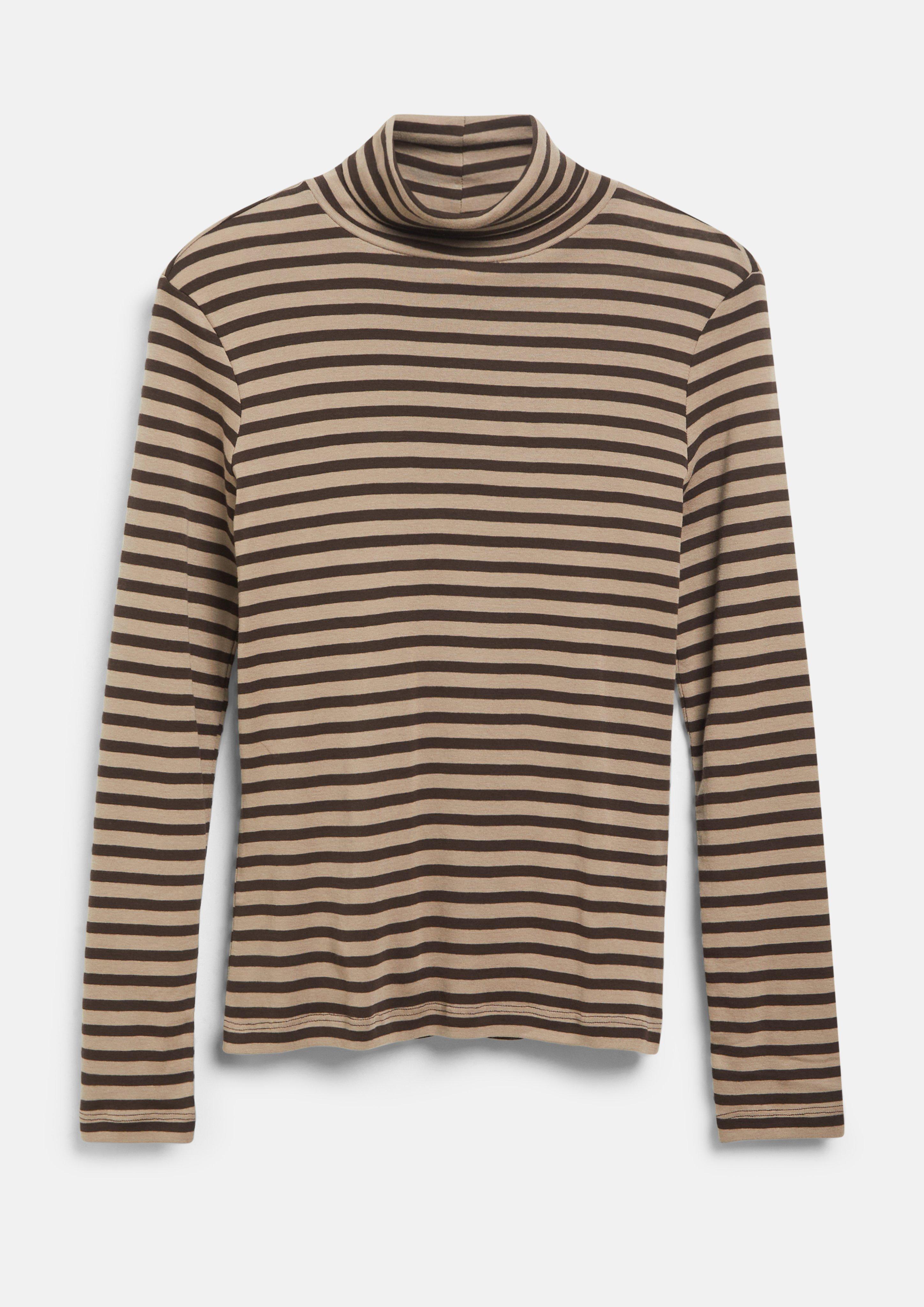 Striped Slim-Fit Turtleneck Shirt in brown by s.Oliver