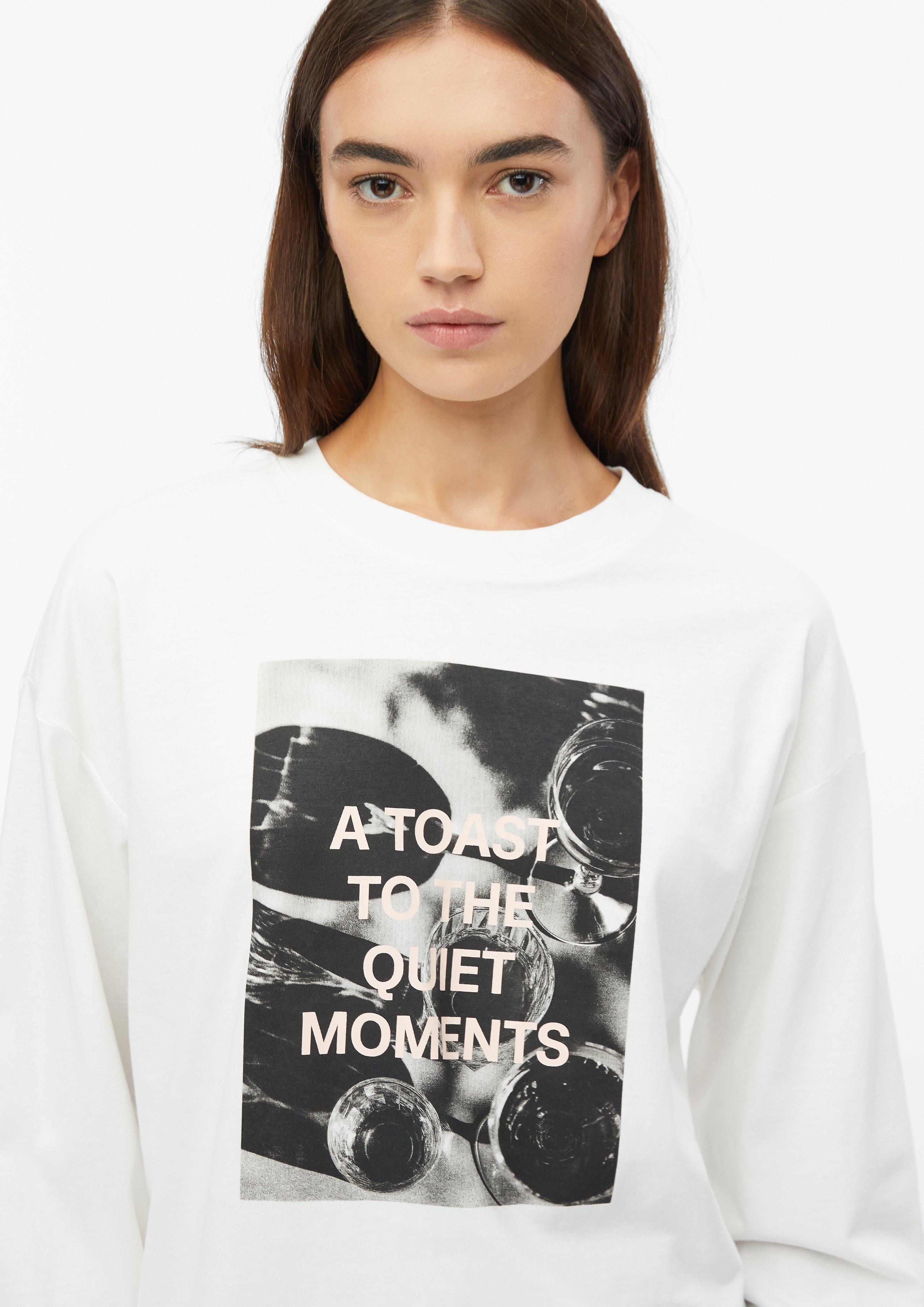 Dames T-shirt met fotoprint en wijde mouwen in wit van s.Oliver