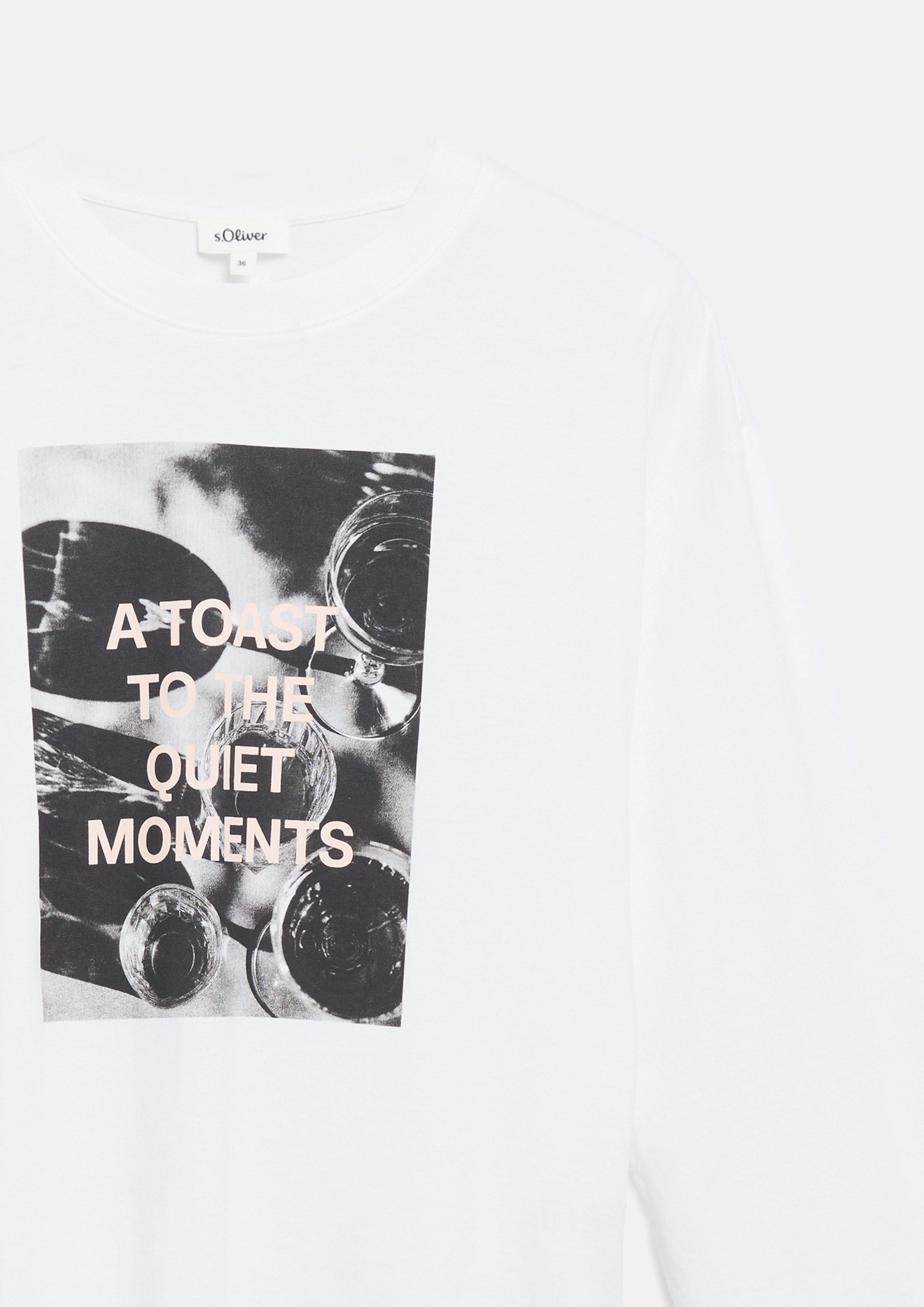 Dames T-shirt met fotoprint en wijde mouwen in wit van s.Oliver