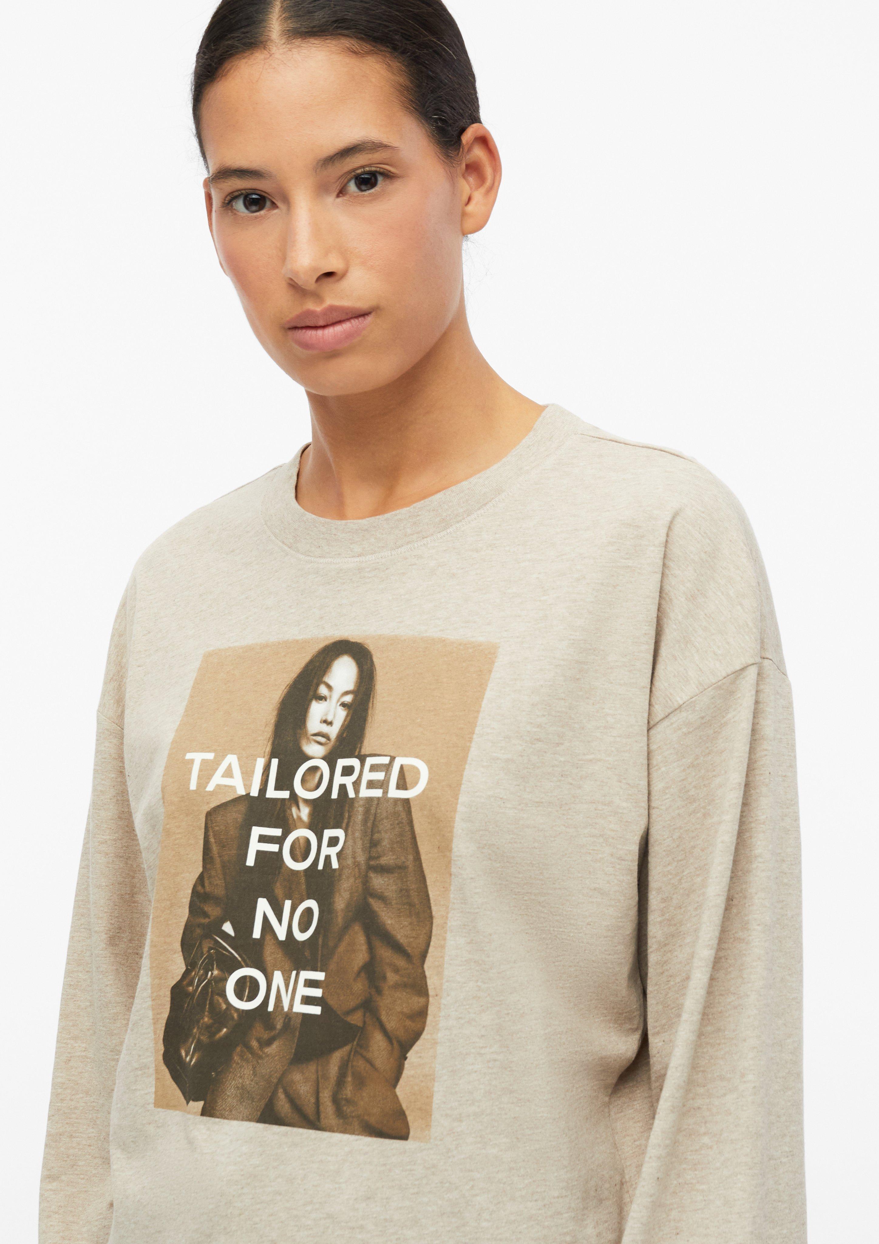 Dames T-shirt met fotoprint en wijde mouwen in bruin van s.Oliver