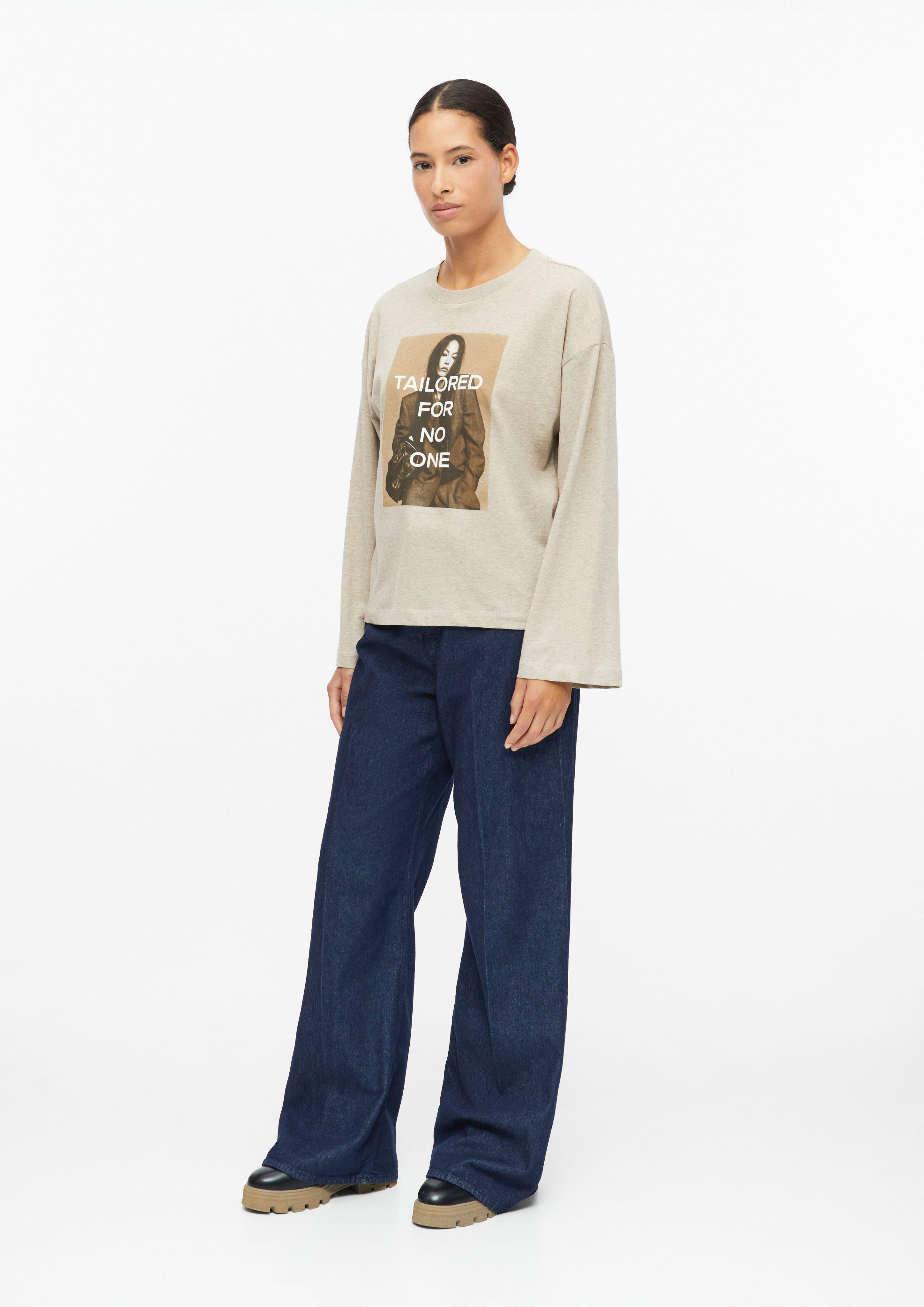 Dames T-shirt met fotoprint en wijde mouwen in bruin van s.Oliver