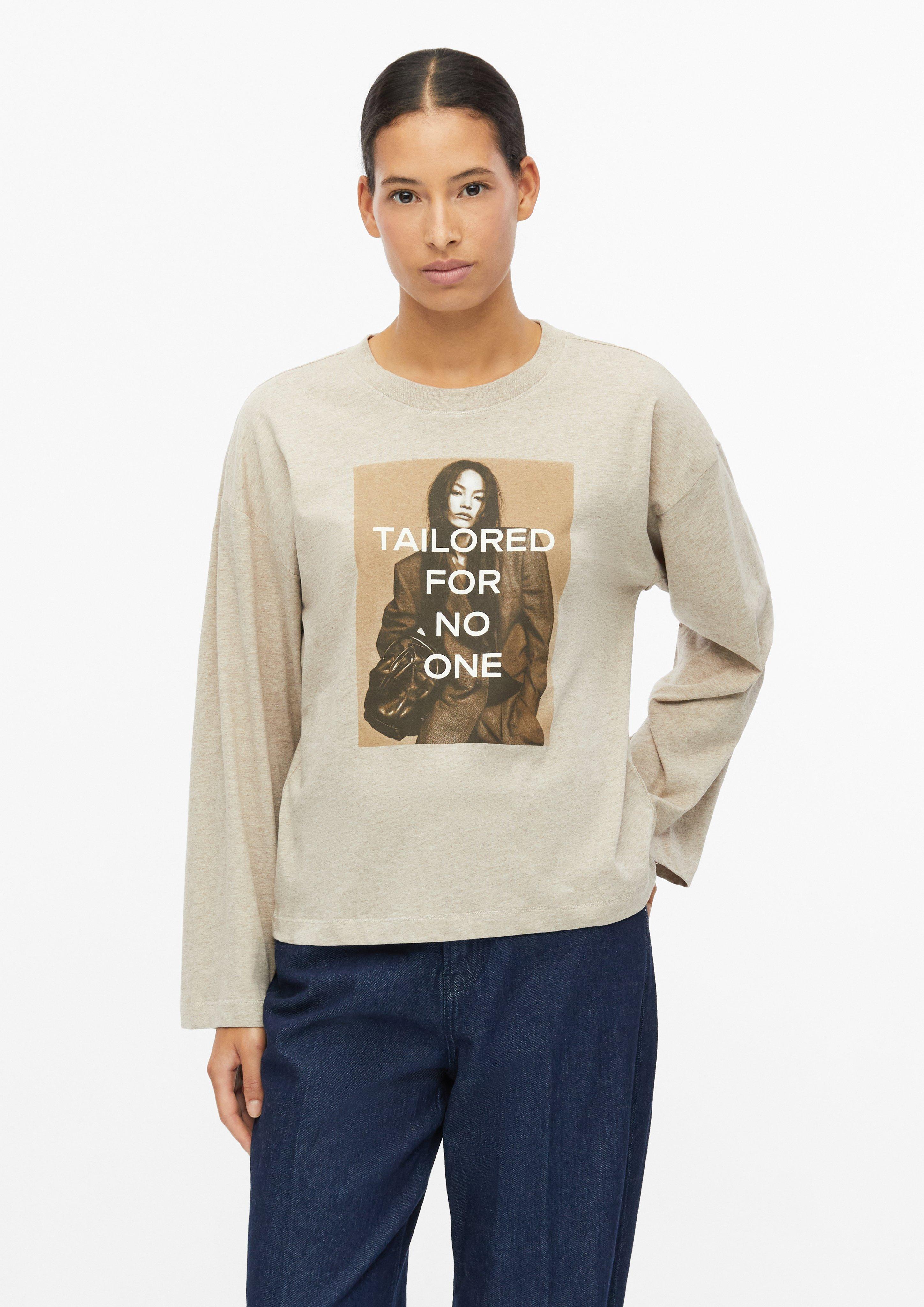 T-shirt met fotoprint en wijde mouwen in lichtbruin van s.Oliver
