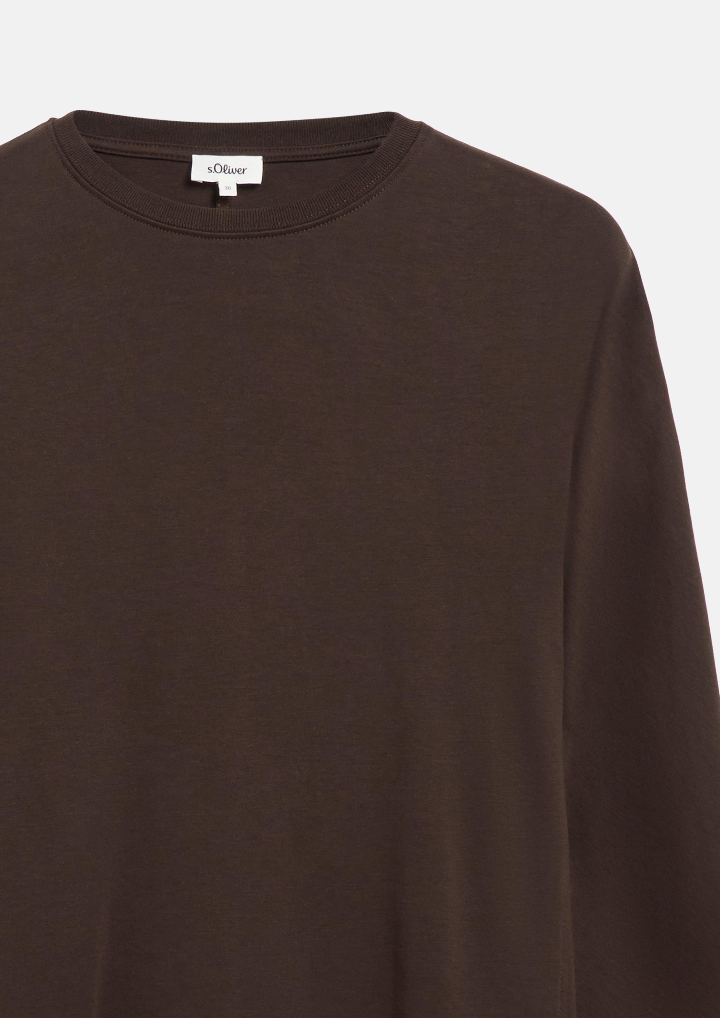 Dames T-shirt met lange mouwen en vleermuismouwen in een relaxte pasvorm in bruin van s.Oliver