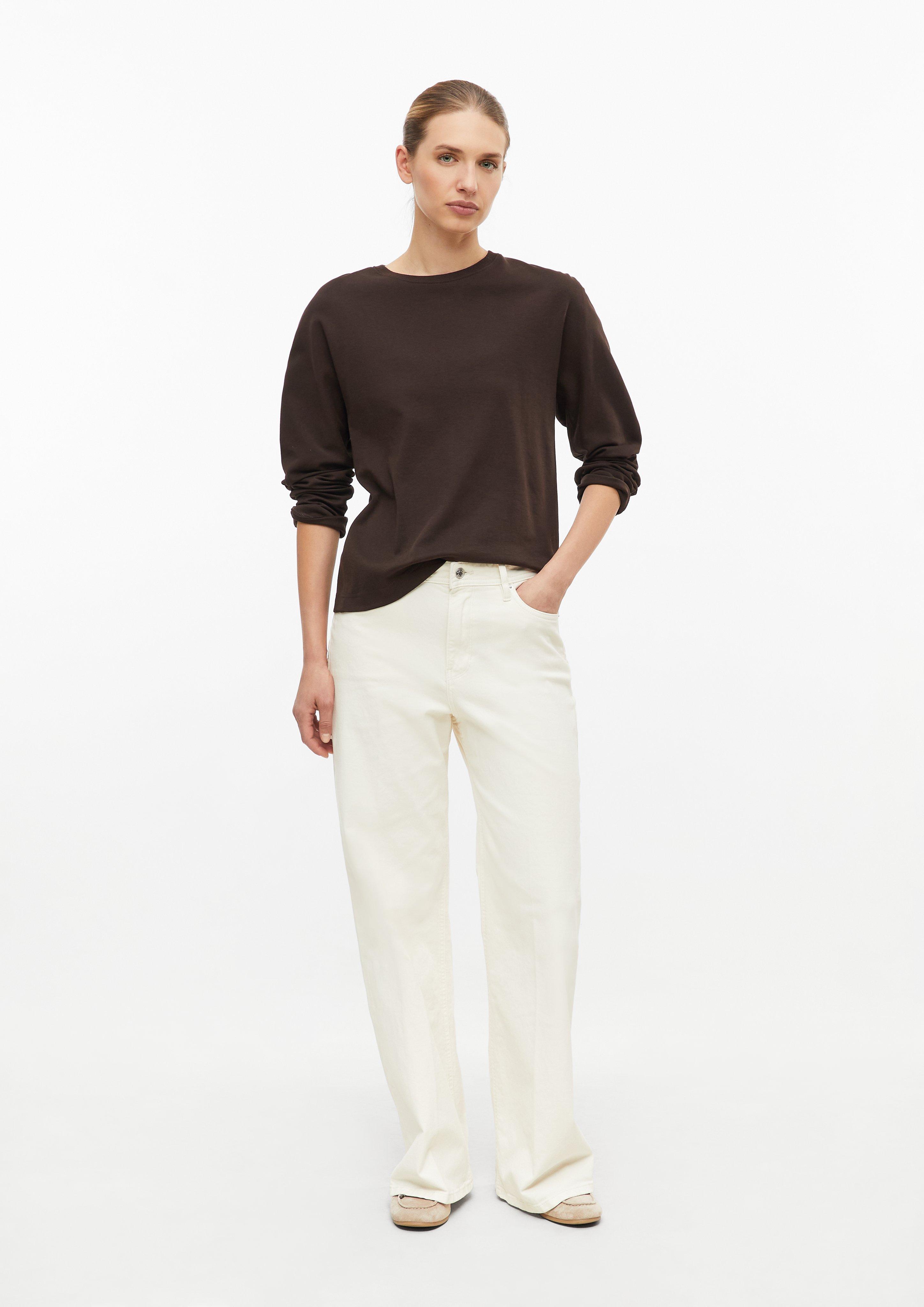 Dames T-shirt met lange mouwen en vleermuismouwen in een relaxte pasvorm in bruin van s.Oliver