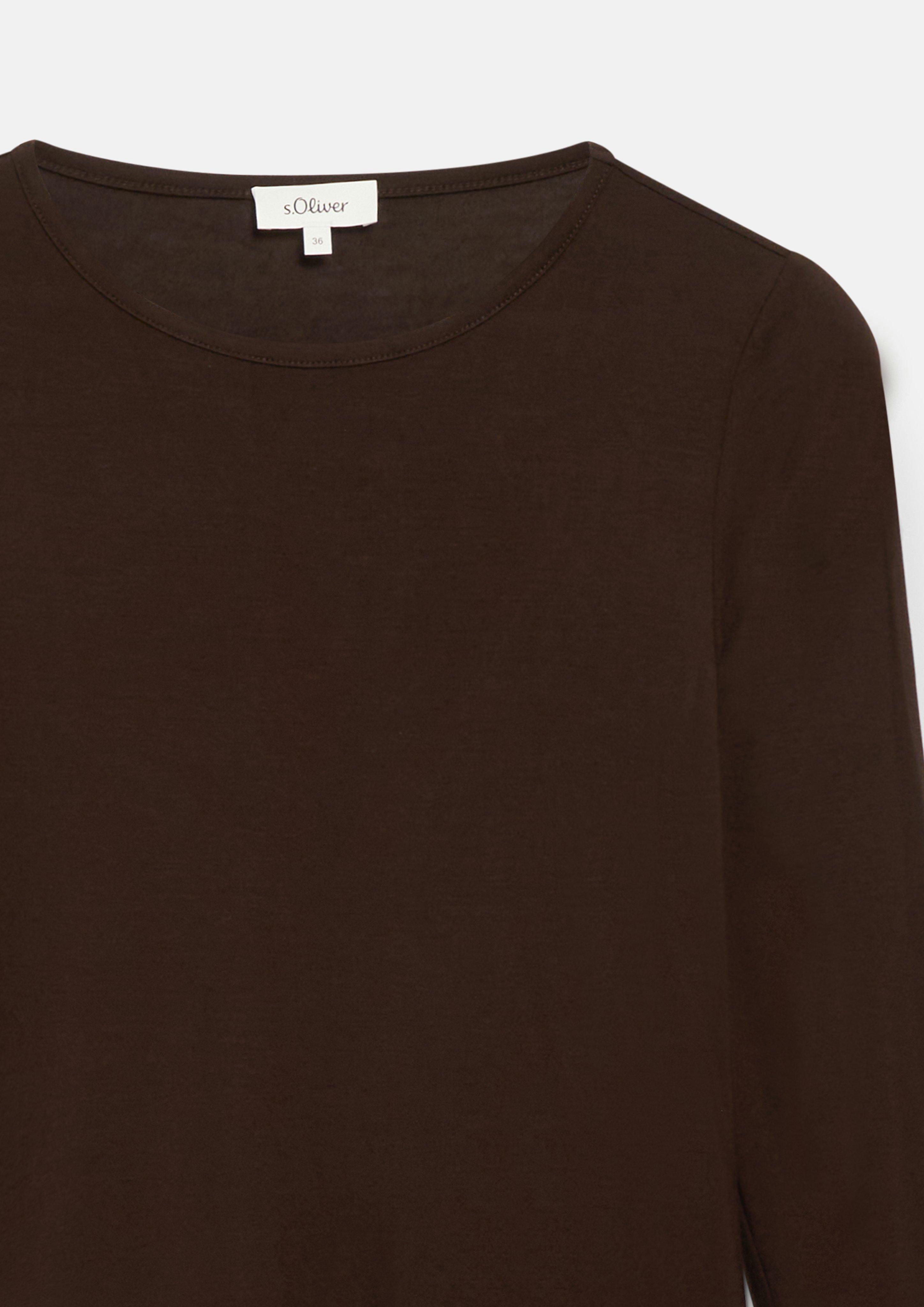 Damen Langarmshirt im Slim Fit aus weichem Jersey in braun von s.Oliver