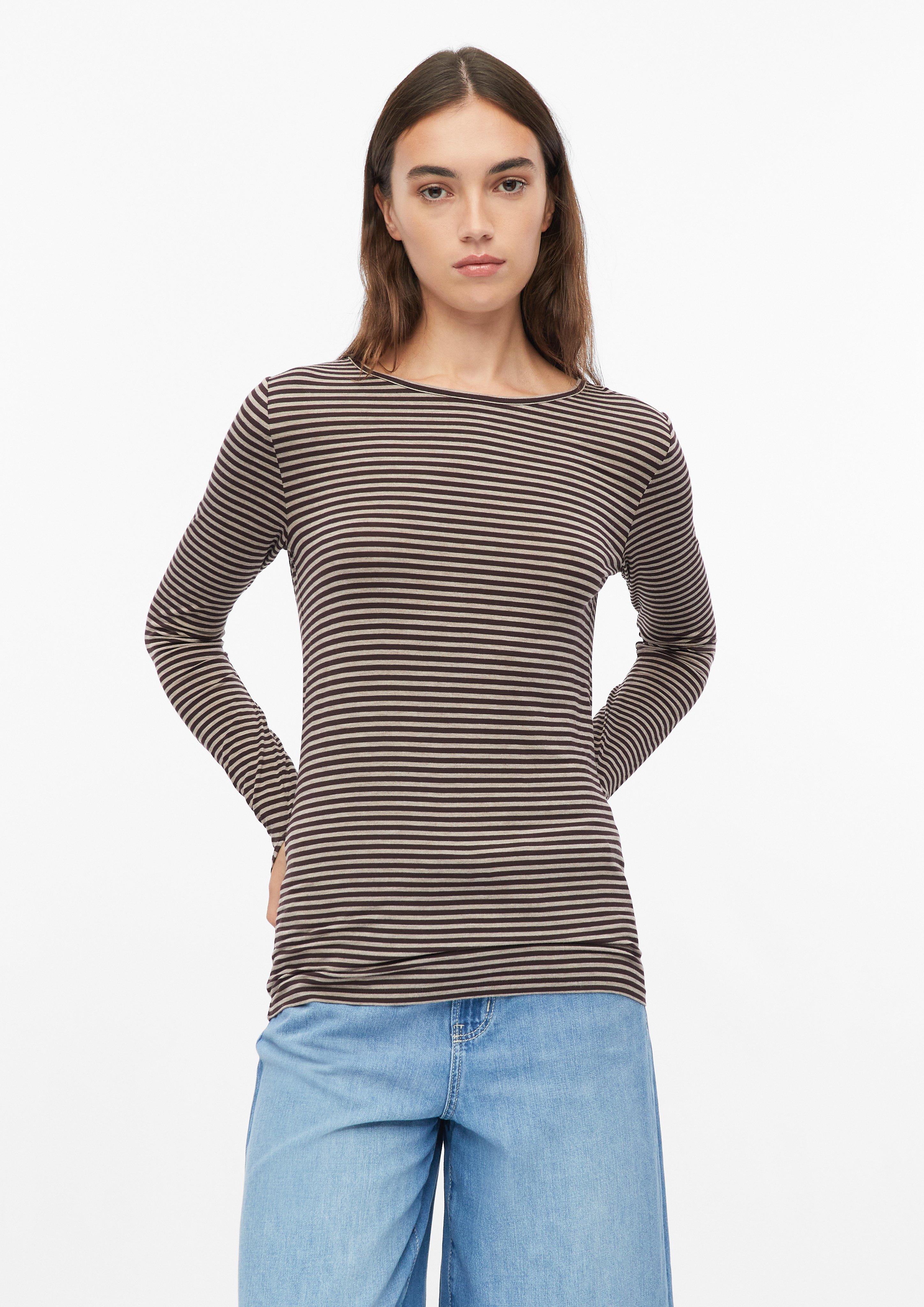 Slim-fit long-sleeve shirt made of soft jersey in dark brown by s.Oliver