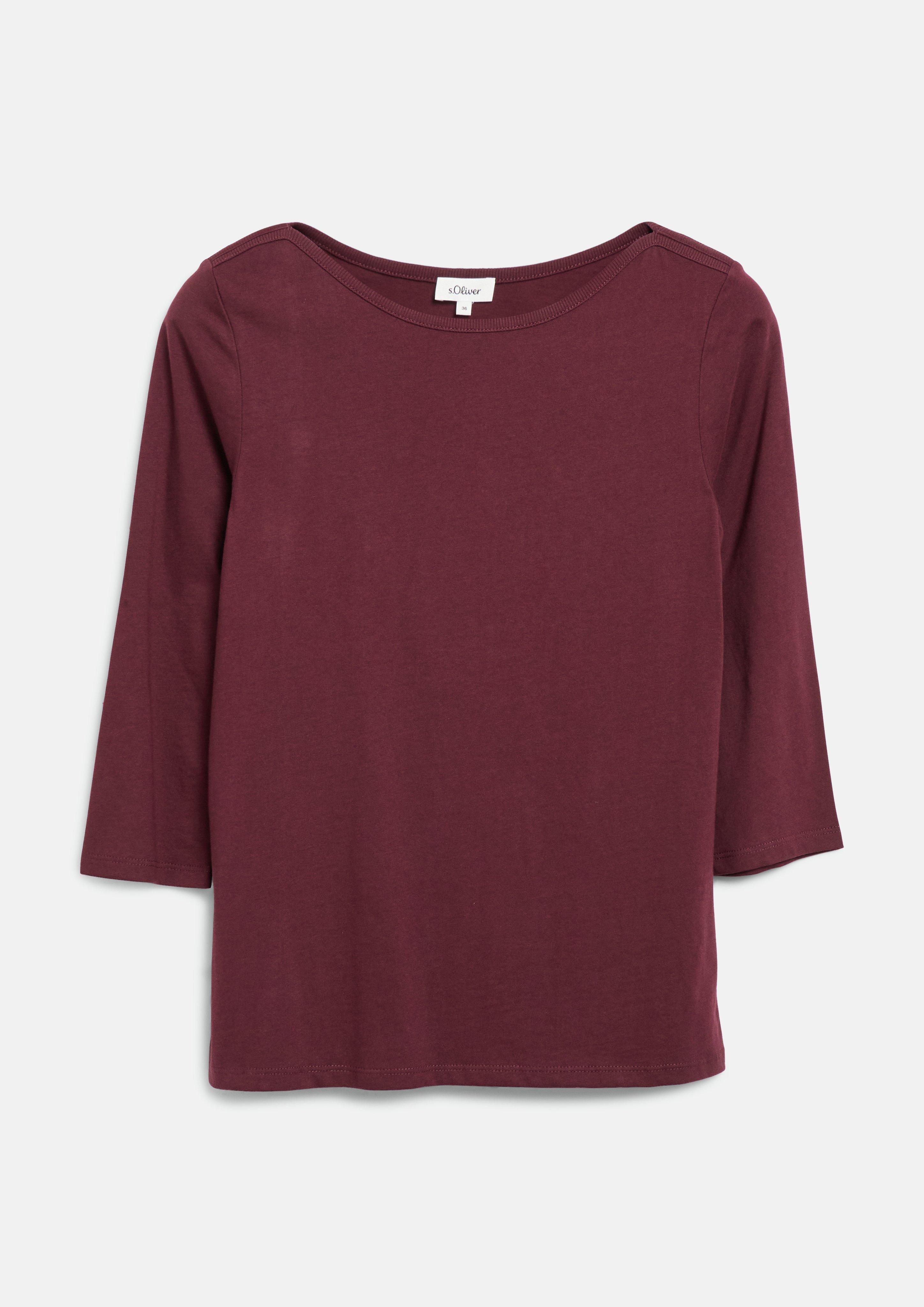 Damen T-Shirt mit dekorativem U-Boot-Ausschnitt in rot von s.Oliver