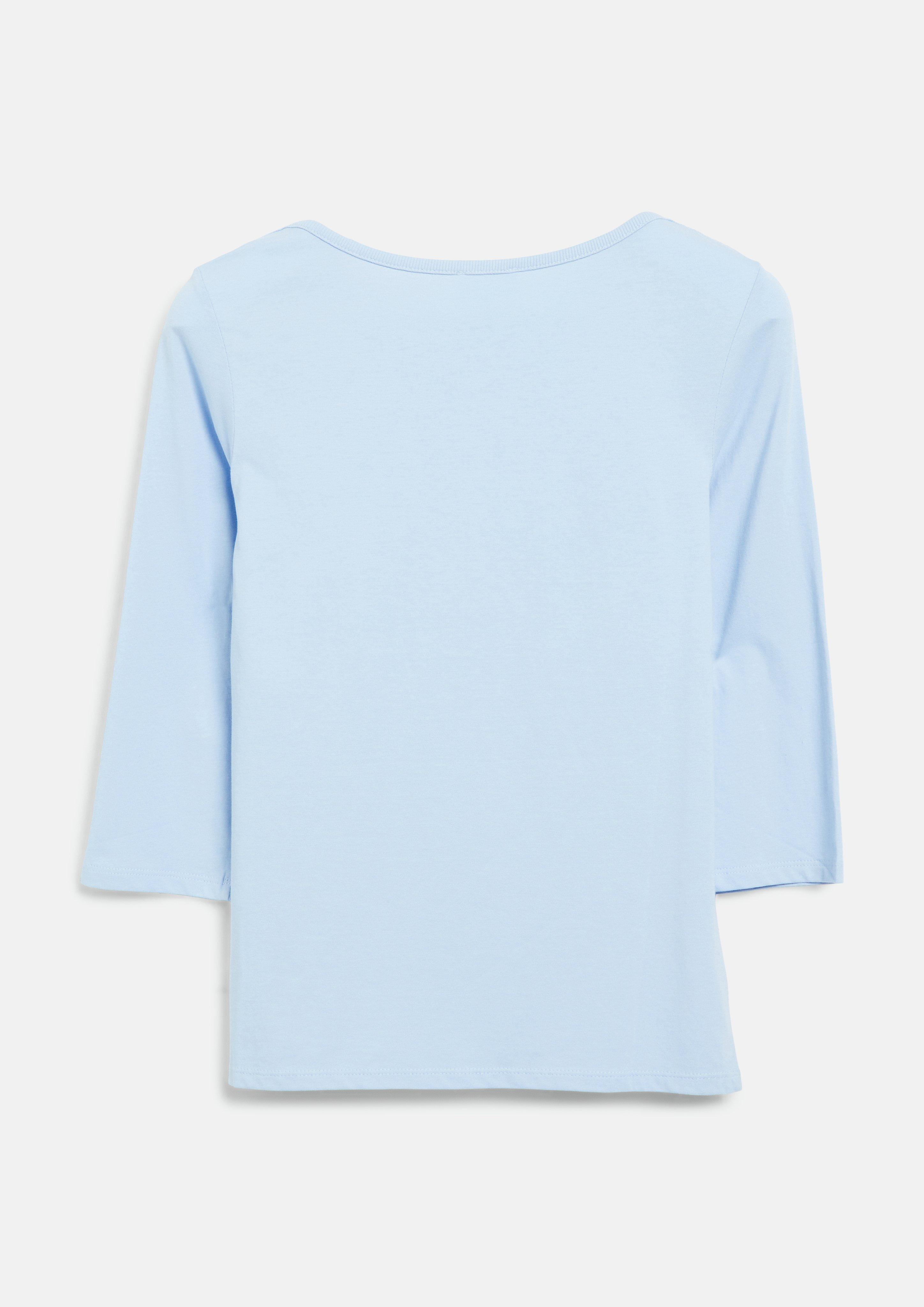 Damen T-Shirt mit dekorativem U-Boot-Ausschnitt in blau von s.Oliver