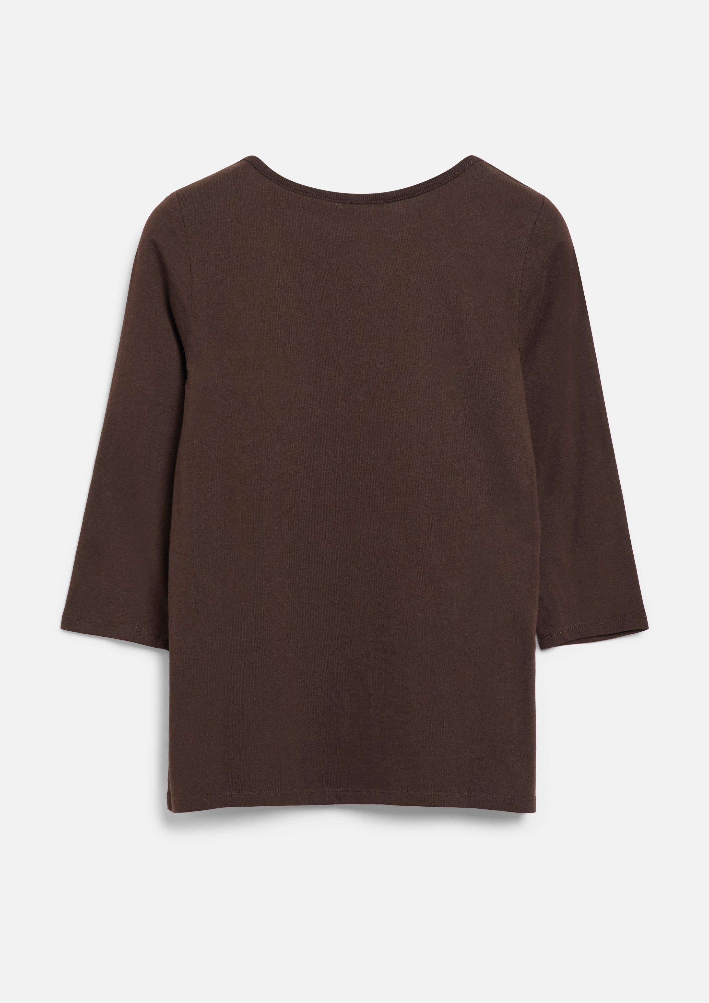 Damen T-Shirt mit dekorativem U-Boot-Ausschnitt in braun von s.Oliver