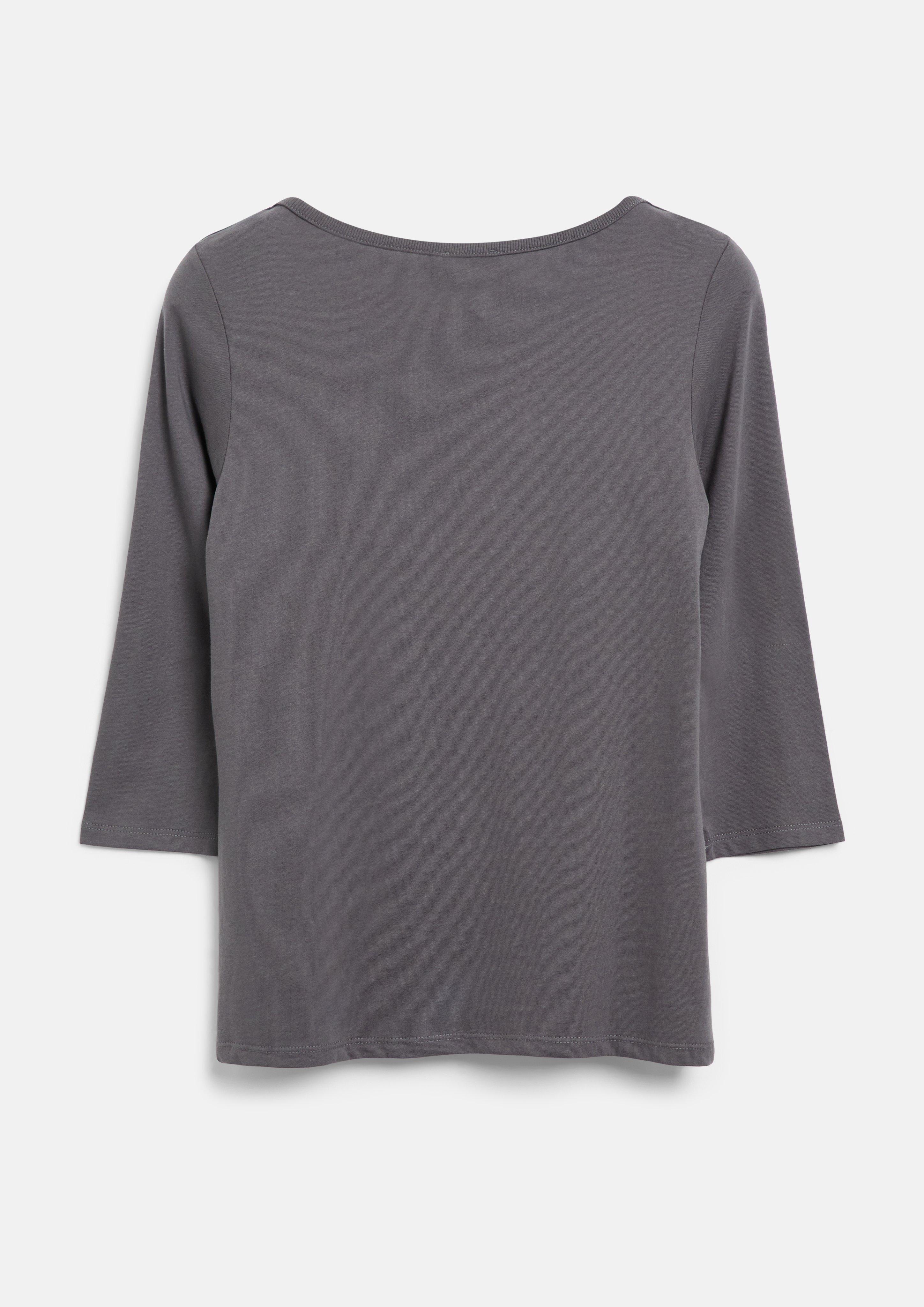 Damen T-Shirt mit dekorativem U-Boot-Ausschnitt in grau von s.Oliver