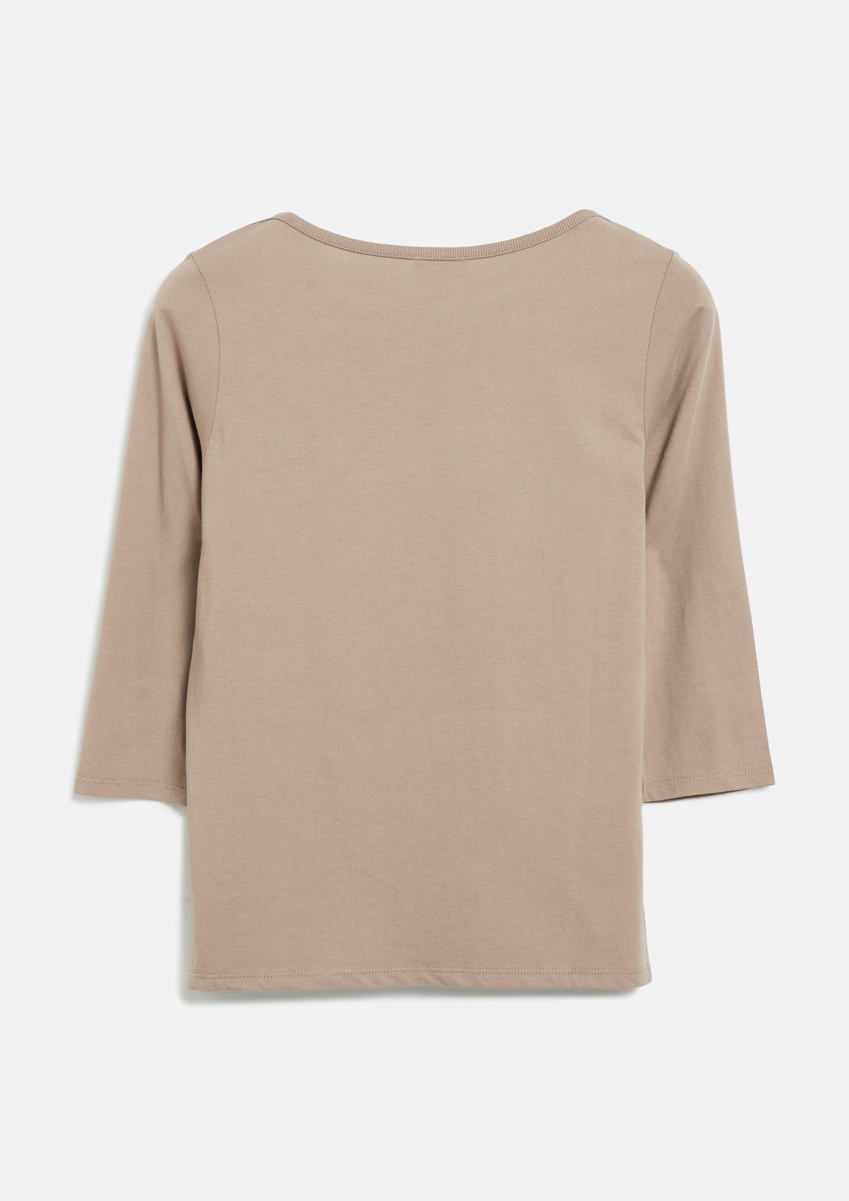 Damen T-Shirt mit dekorativem U-Boot-Ausschnitt in braun von s.Oliver