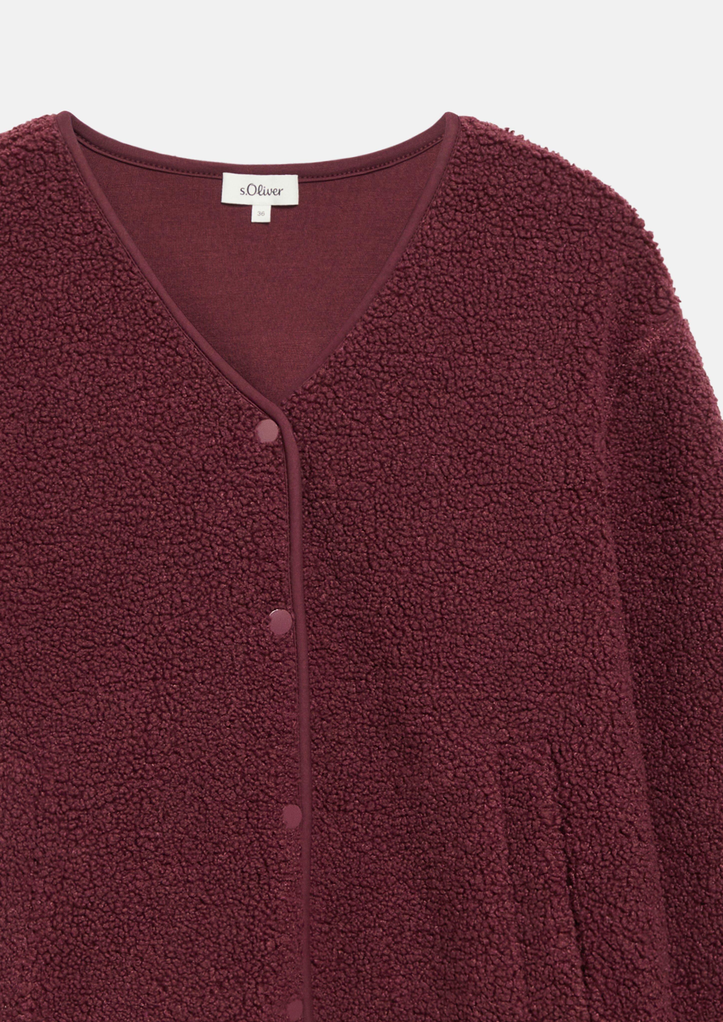 Femmes Veste en peluche légère à la coupe décontractée en rouge de s.Oliver