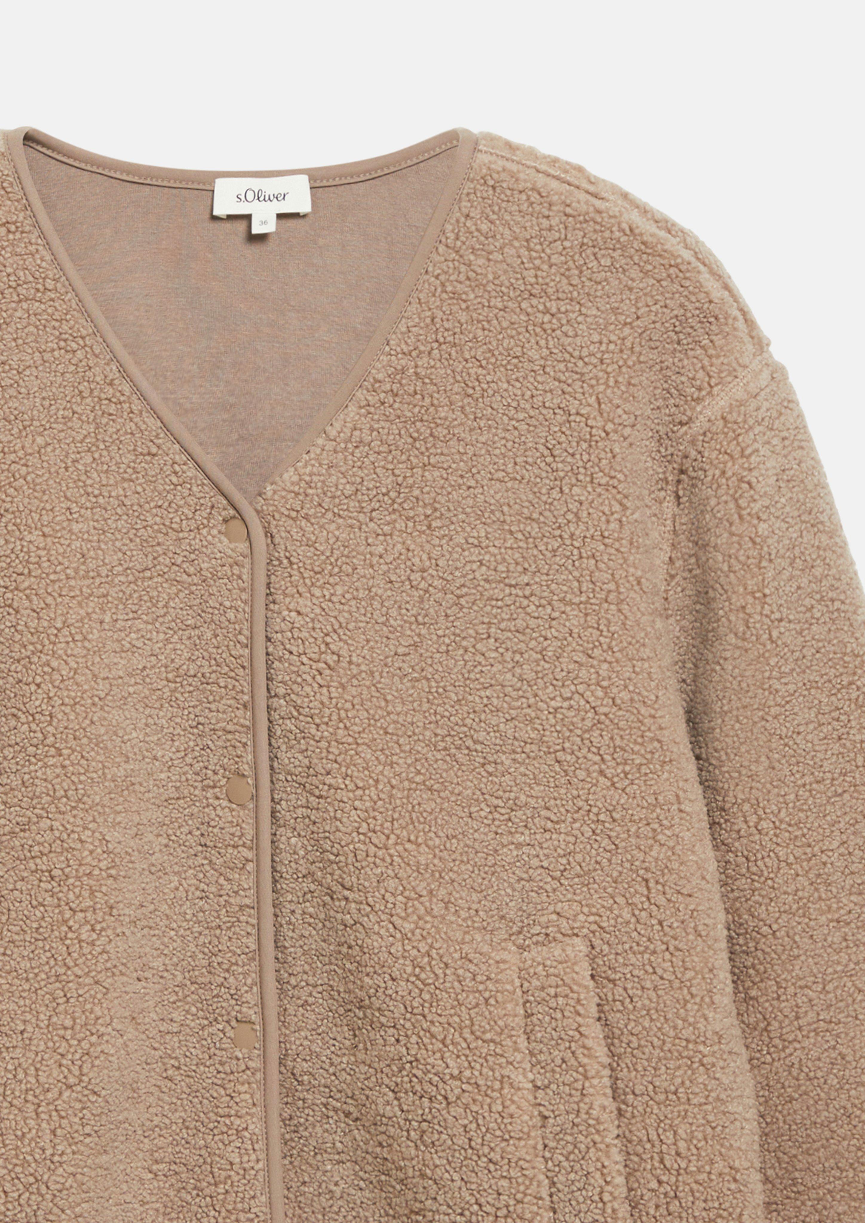 Femmes Veste en peluche légère à la coupe décontractée en brun de s.Oliver
