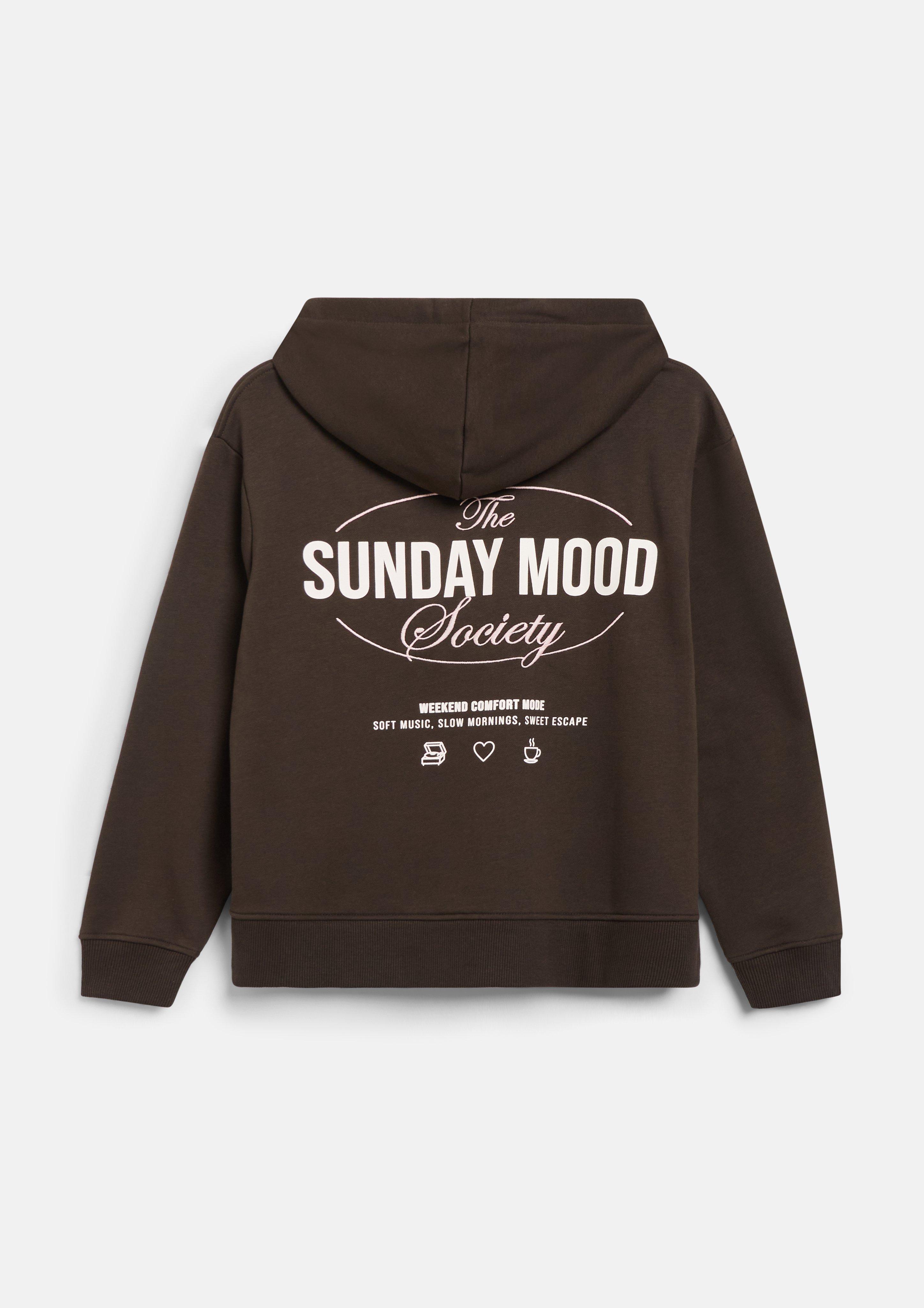 Damen Kapuzen-Sweatshirt mit Print und Seitenschlitzen in braun von s.Oliver