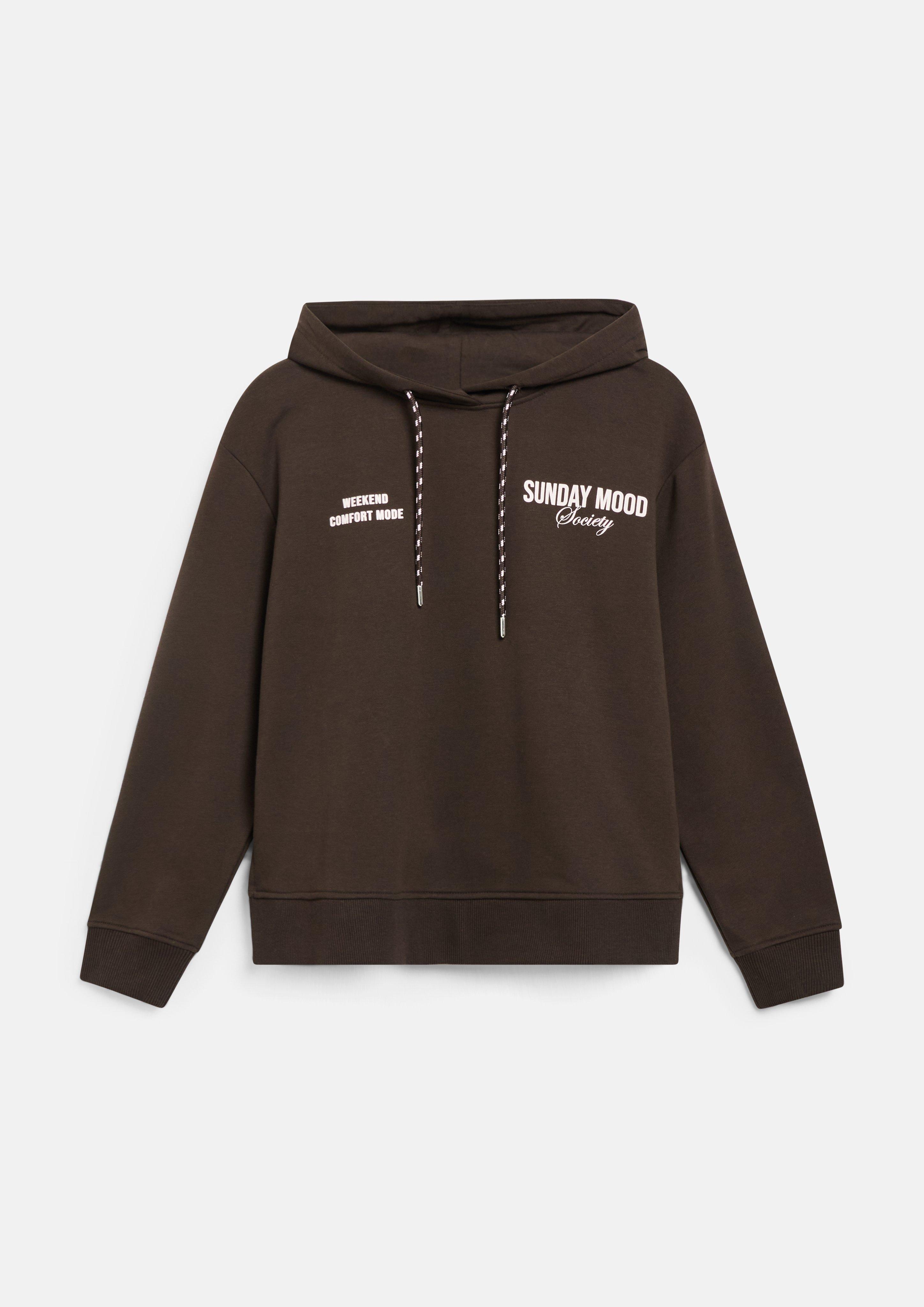 Kapuzen-Sweatshirt mit Print und Seitenschlitzen in Farbe dunkelbraun von s.Oliver