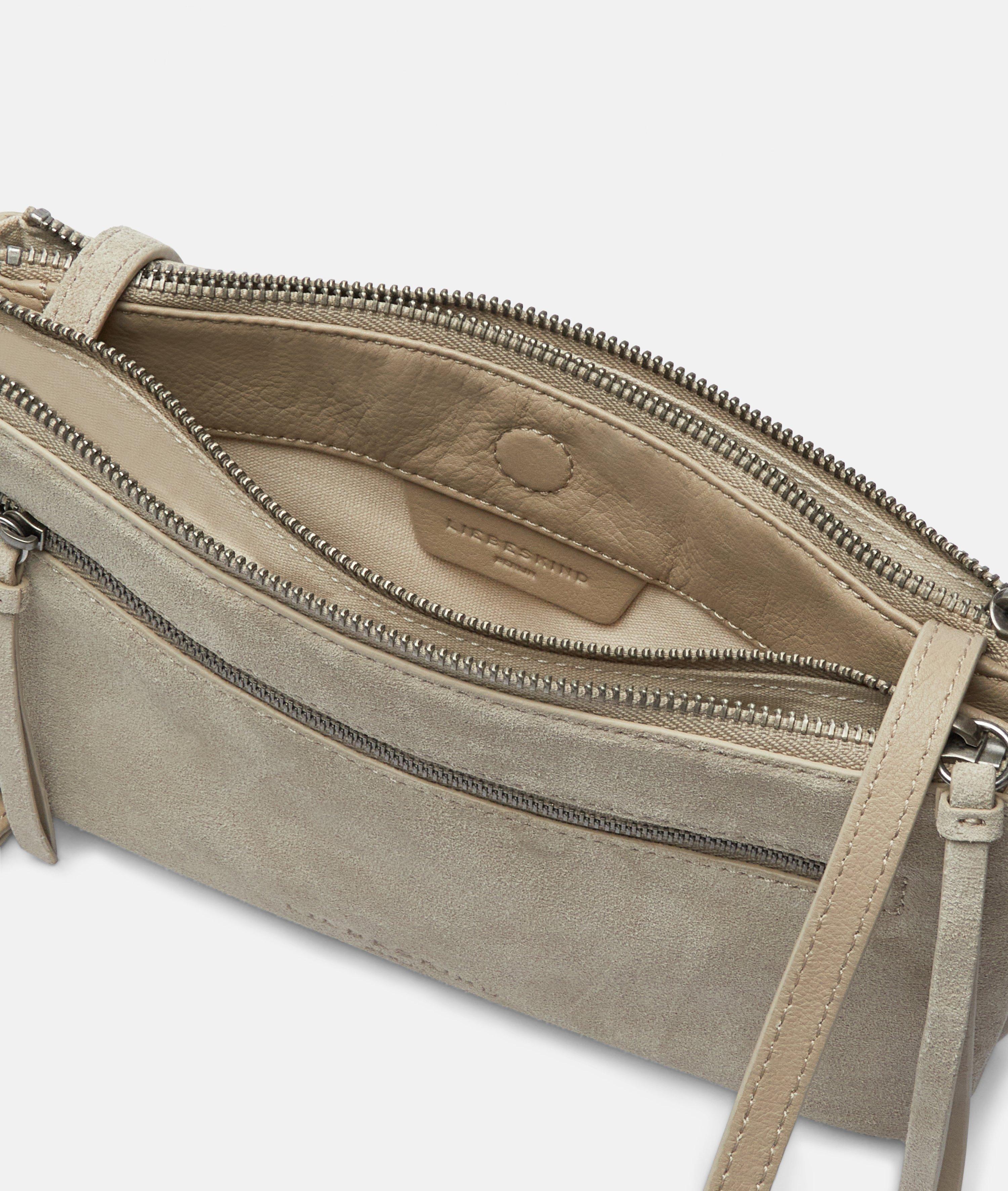 Dubbele Zena-crossbody S in beige, blauw & bruin