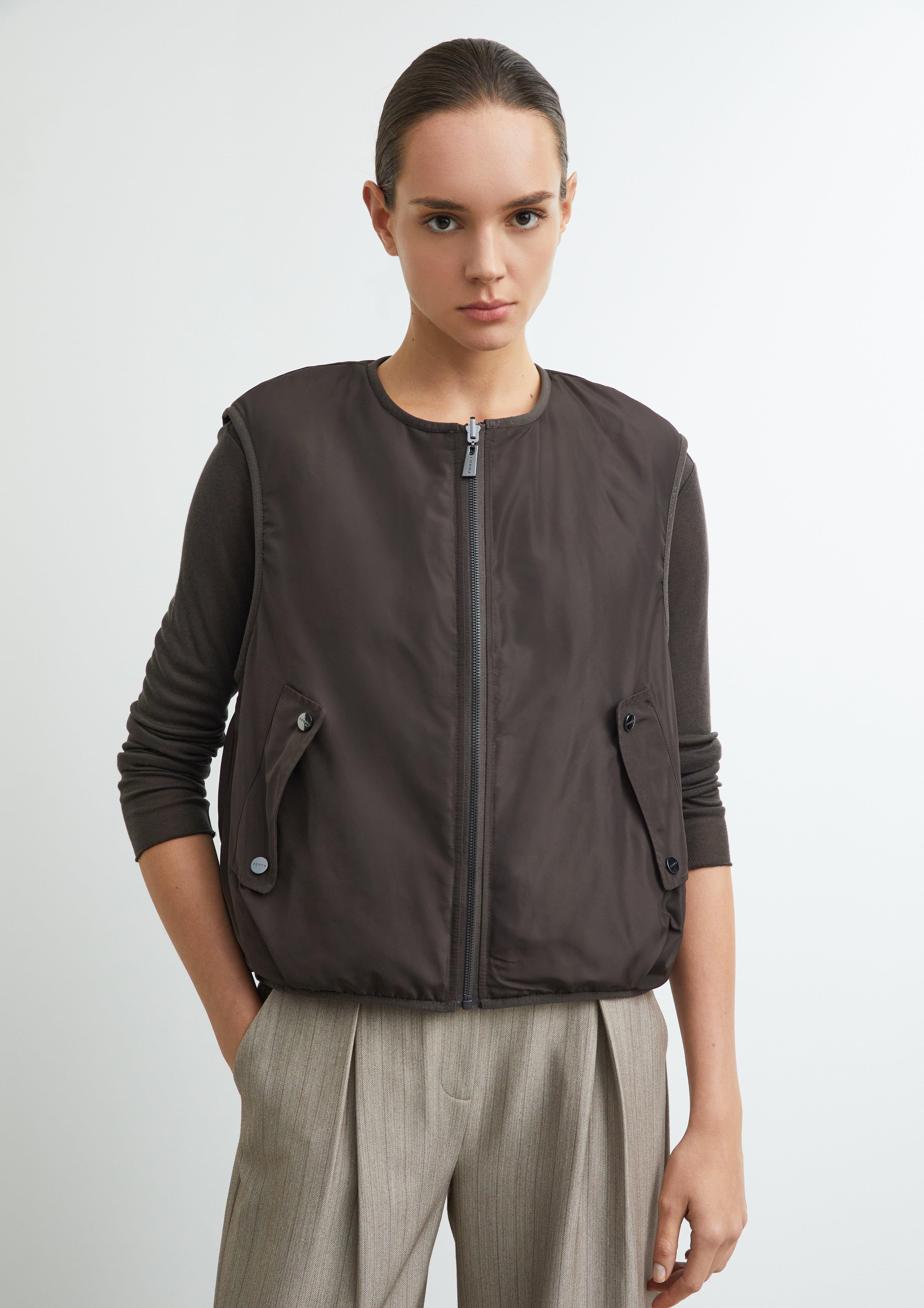 Outdoor waistcoat in dark brown by COMMA