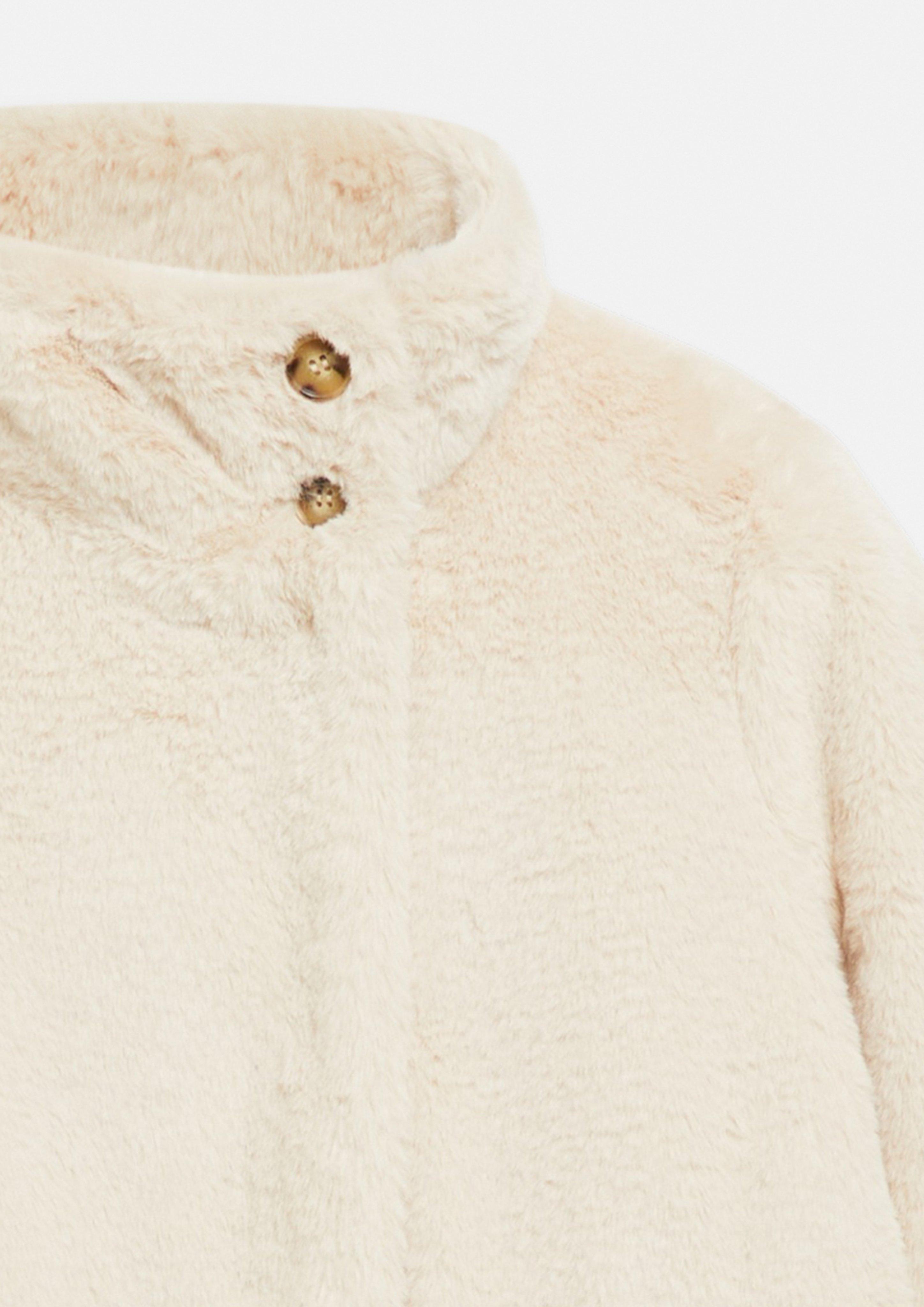 Damen Fake-Fur-Jacke mit Strickbündchen in beige von comma