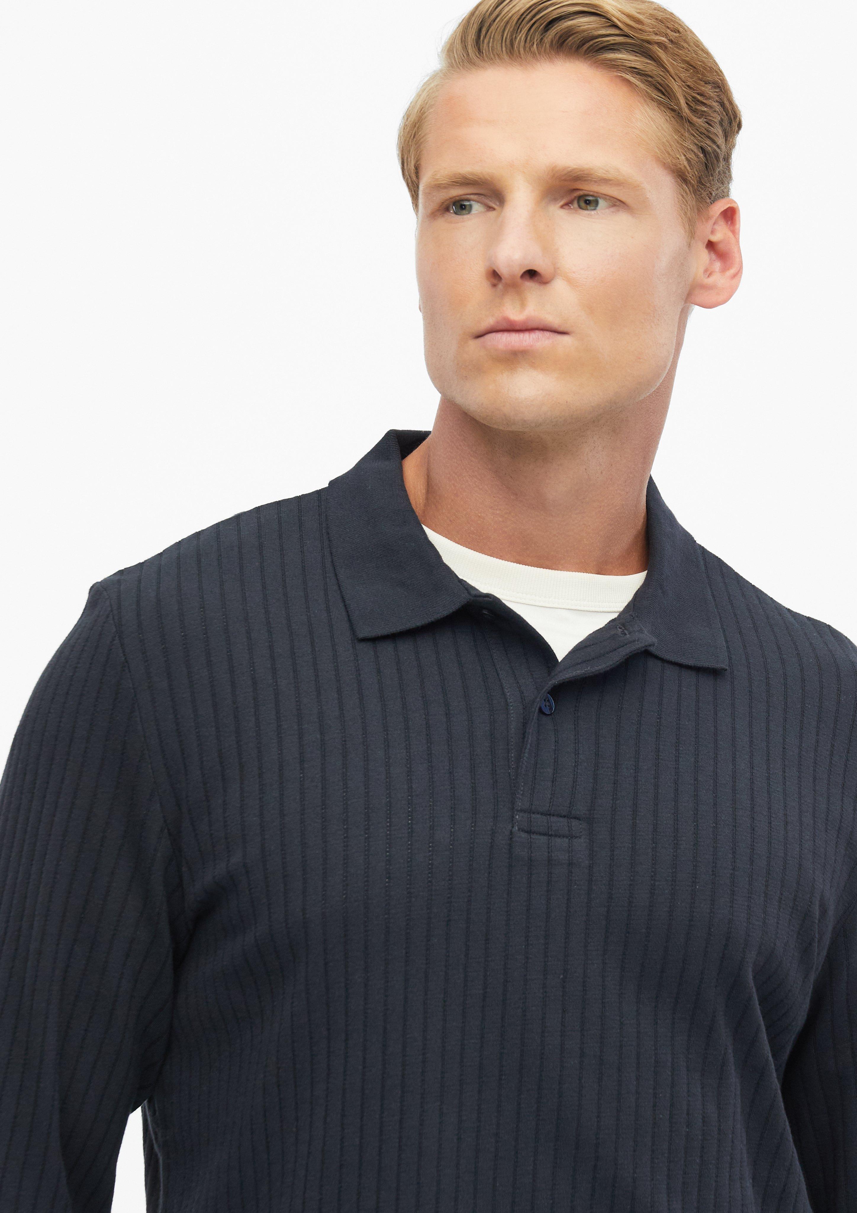 Herren Hochwertiges Jersey-Poloshirt mit Rippstruktur in blau von s.Oliver BLACK LABEL