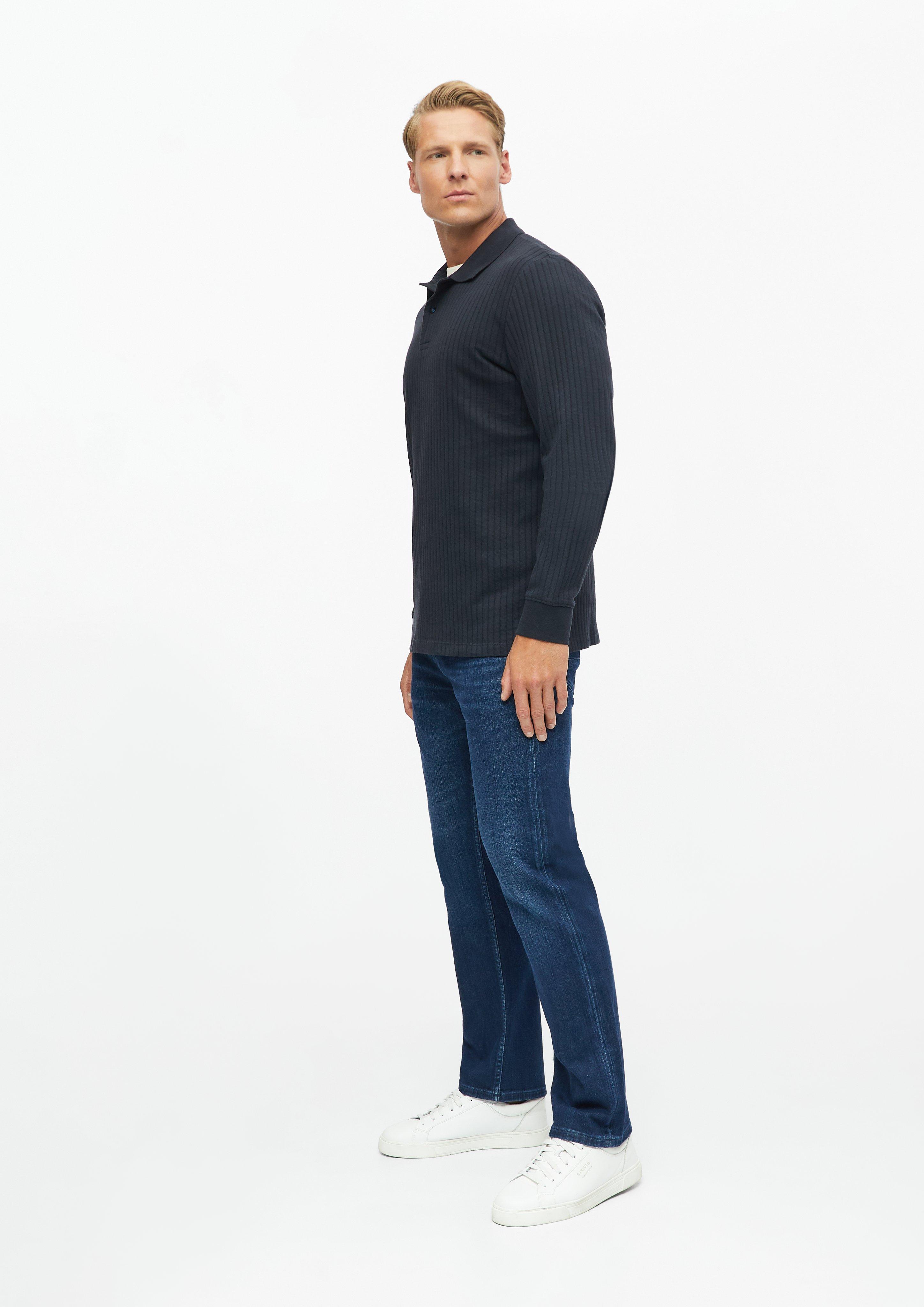 Herren Hochwertiges Jersey-Poloshirt mit Rippstruktur in blau von s.Oliver BLACK LABEL