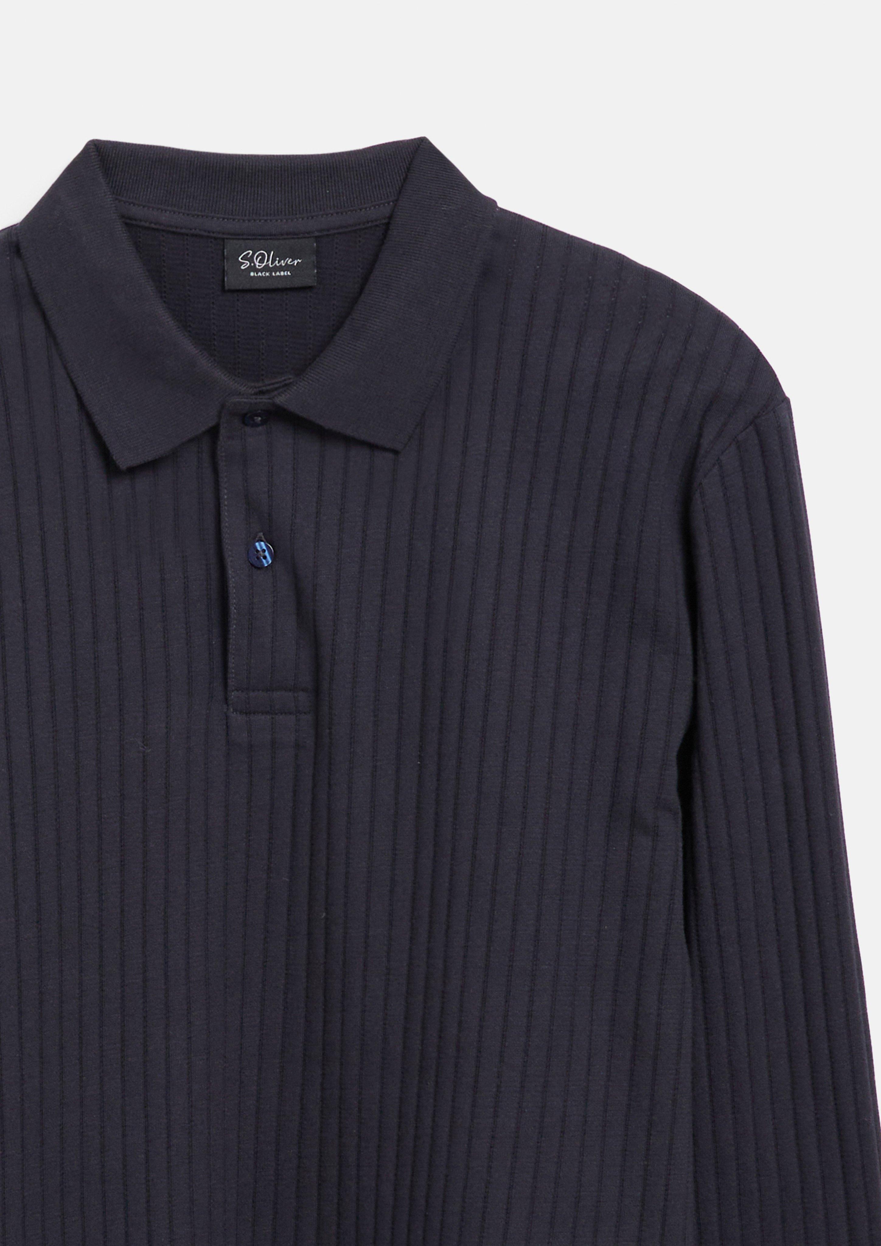 Herren Hochwertiges Jersey-Poloshirt mit Rippstruktur in blau von s.Oliver BLACK LABEL