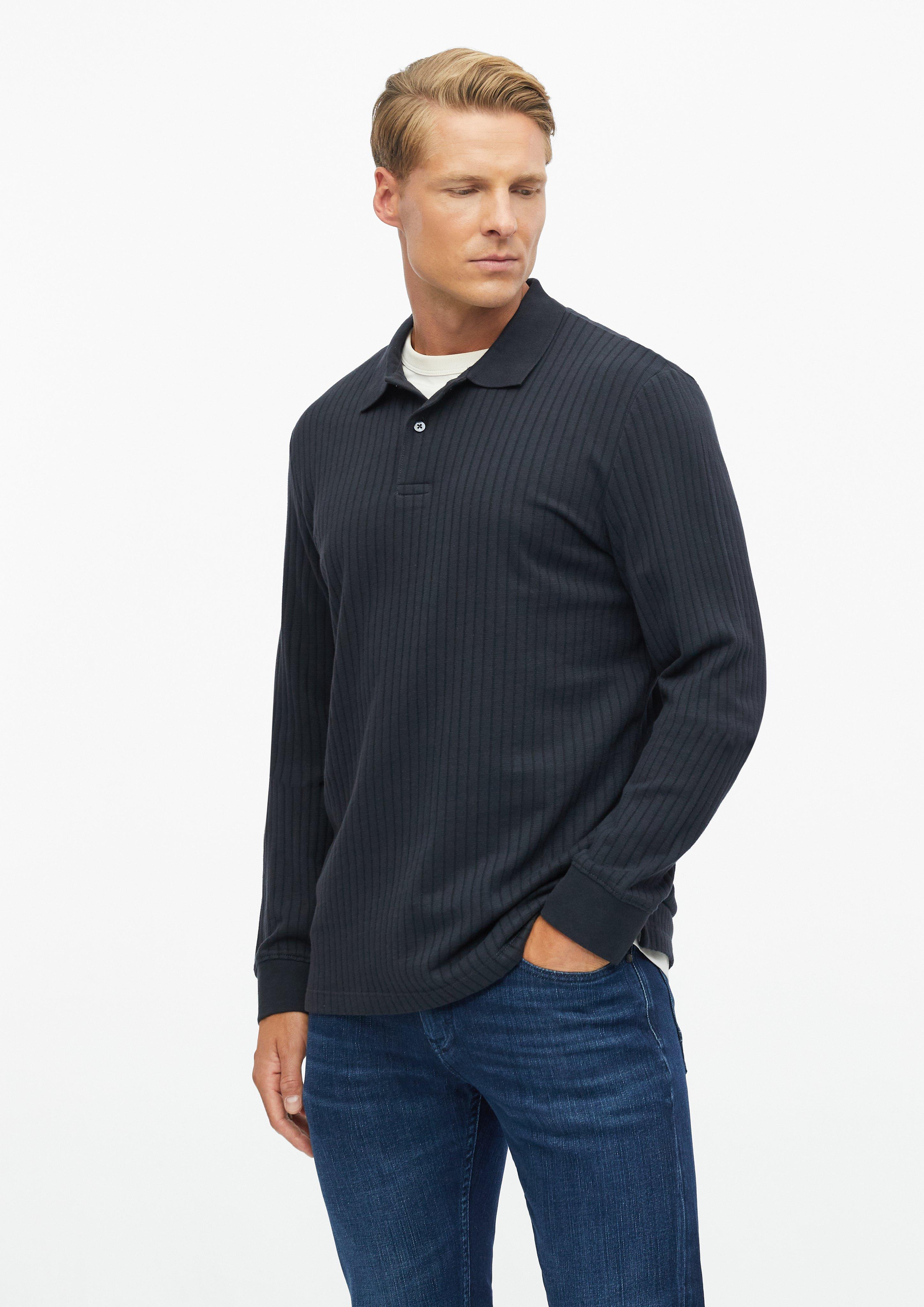 Hochwertiges Jersey-Poloshirt mit Rippstruktur in Farbe navy von s.Oliver BLACK LABEL