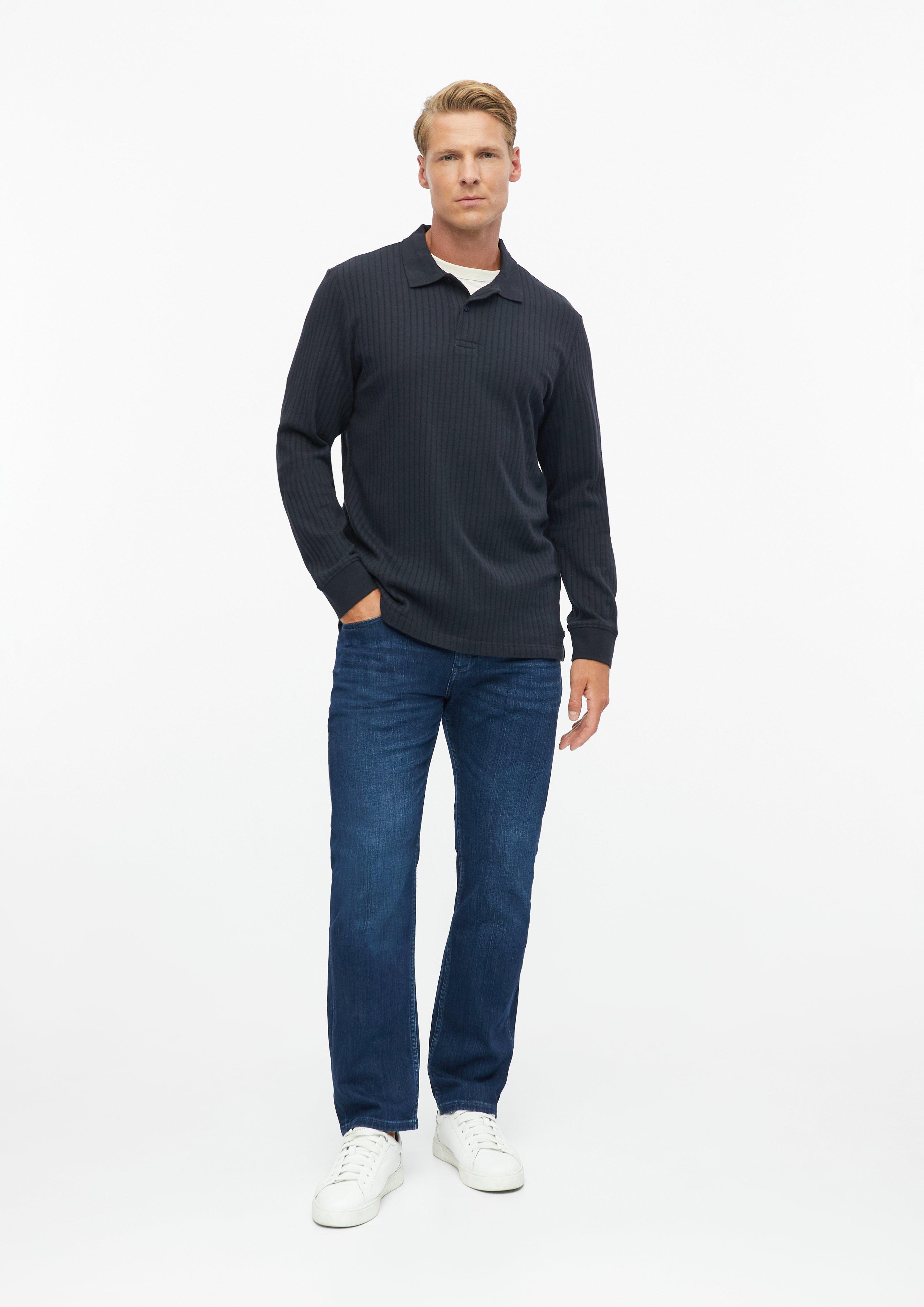 Herren Hochwertiges Jersey-Poloshirt mit Rippstruktur in blau von s.Oliver BLACK LABEL