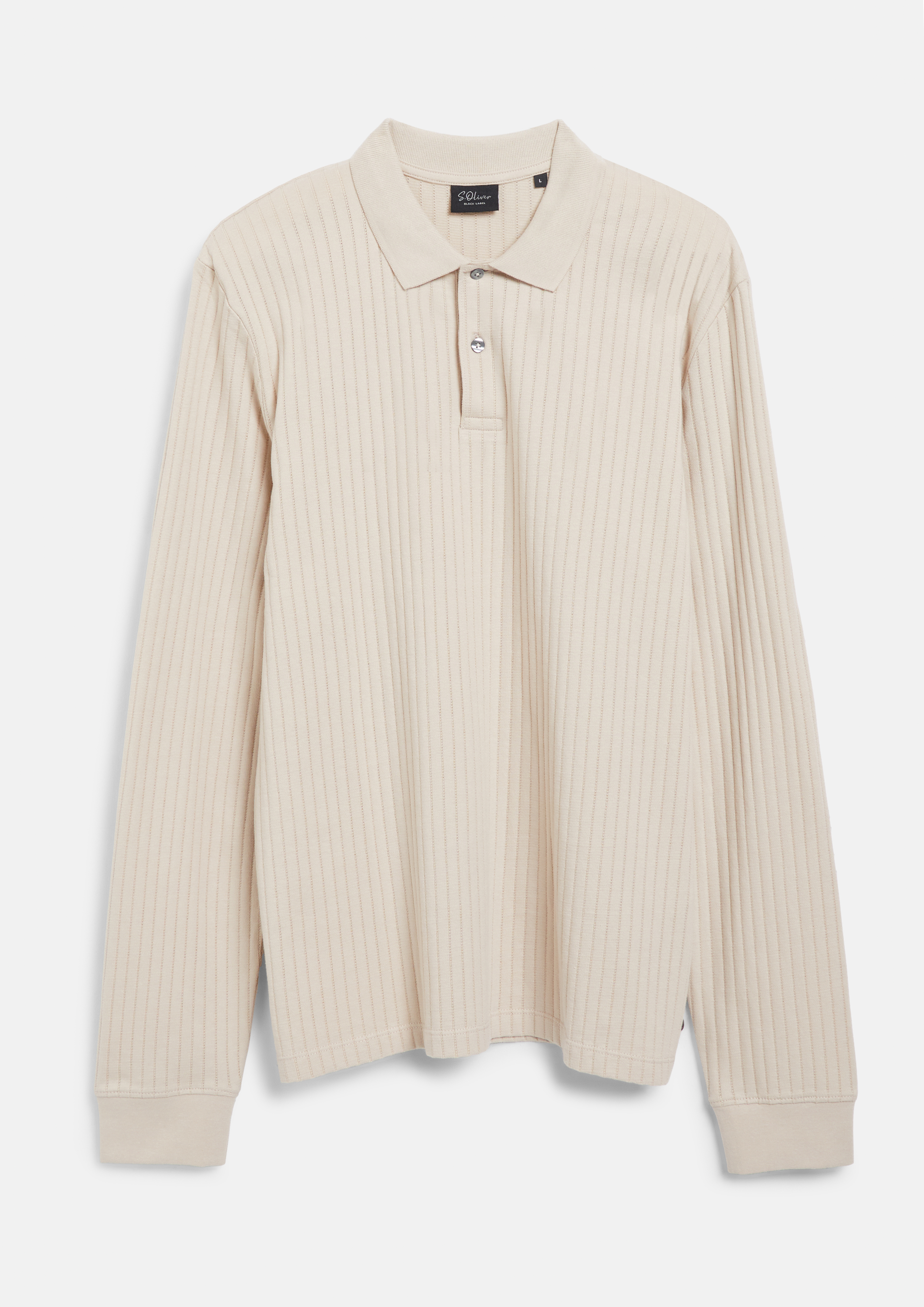 Hochwertiges Jersey-Poloshirt mit Rippstruktur in Farbe beige von s.Oliver BLACK LABEL