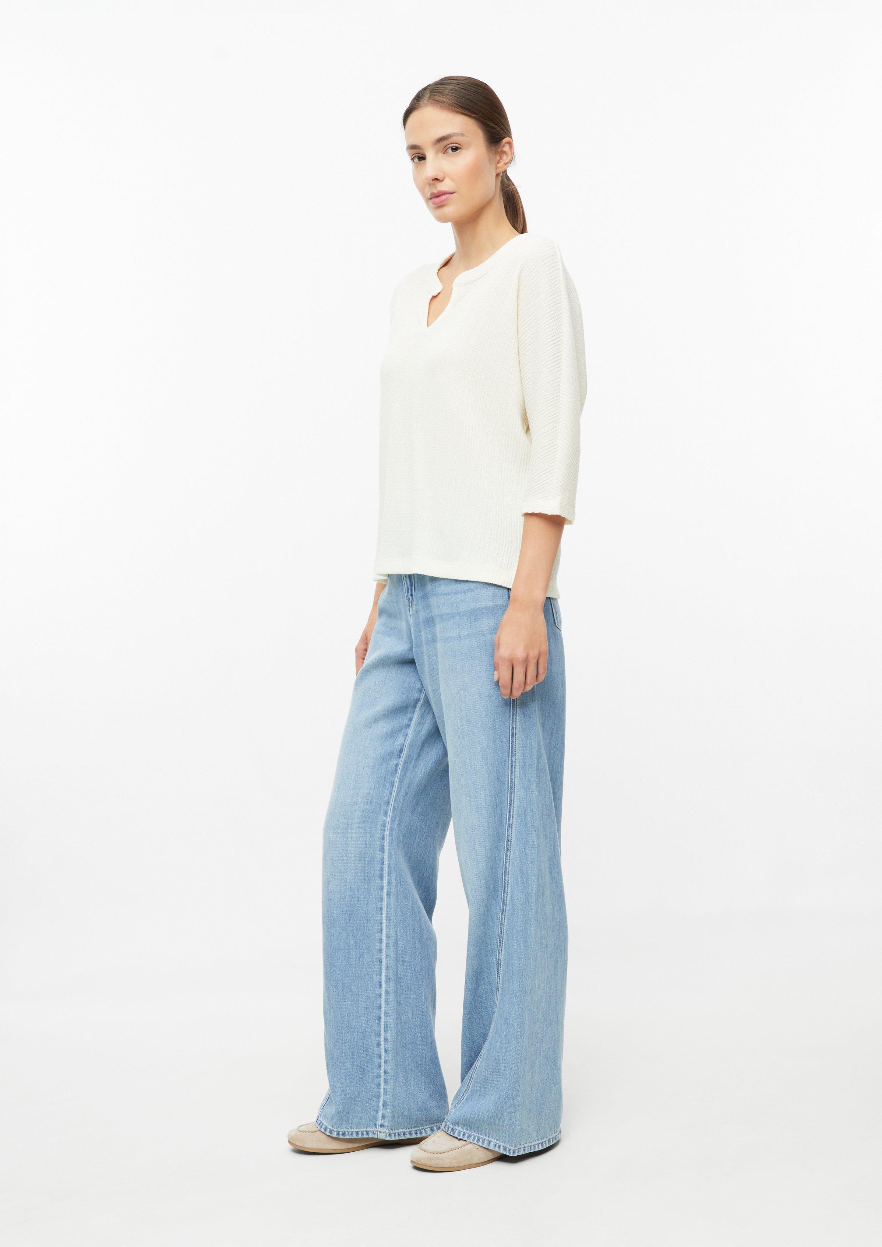 Damen T-Shirt aus Strukturjersey mit Fledermausärmel in creme von s.Oliver