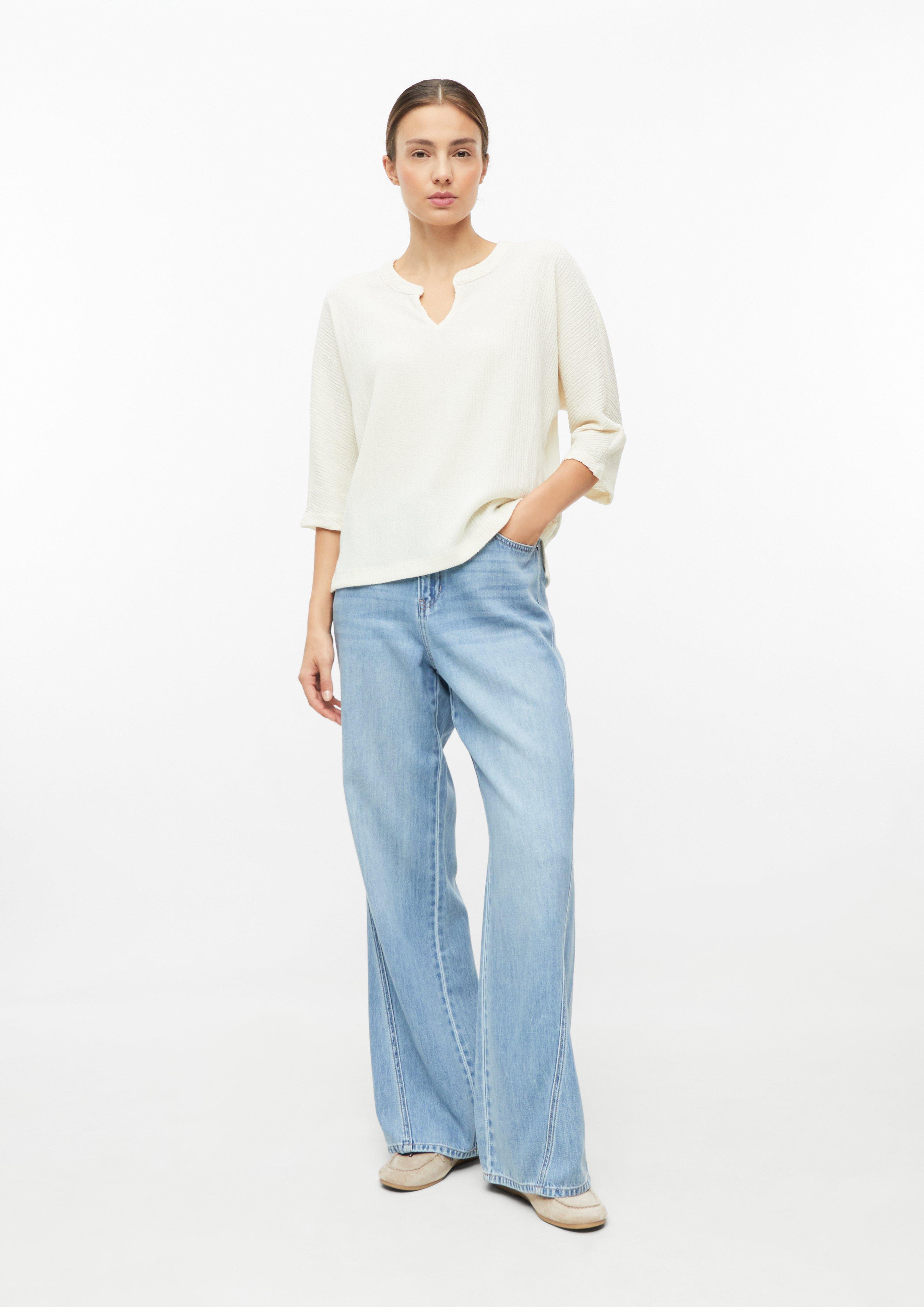 Damen T-Shirt aus Strukturjersey mit Fledermausärmel in creme von s.Oliver