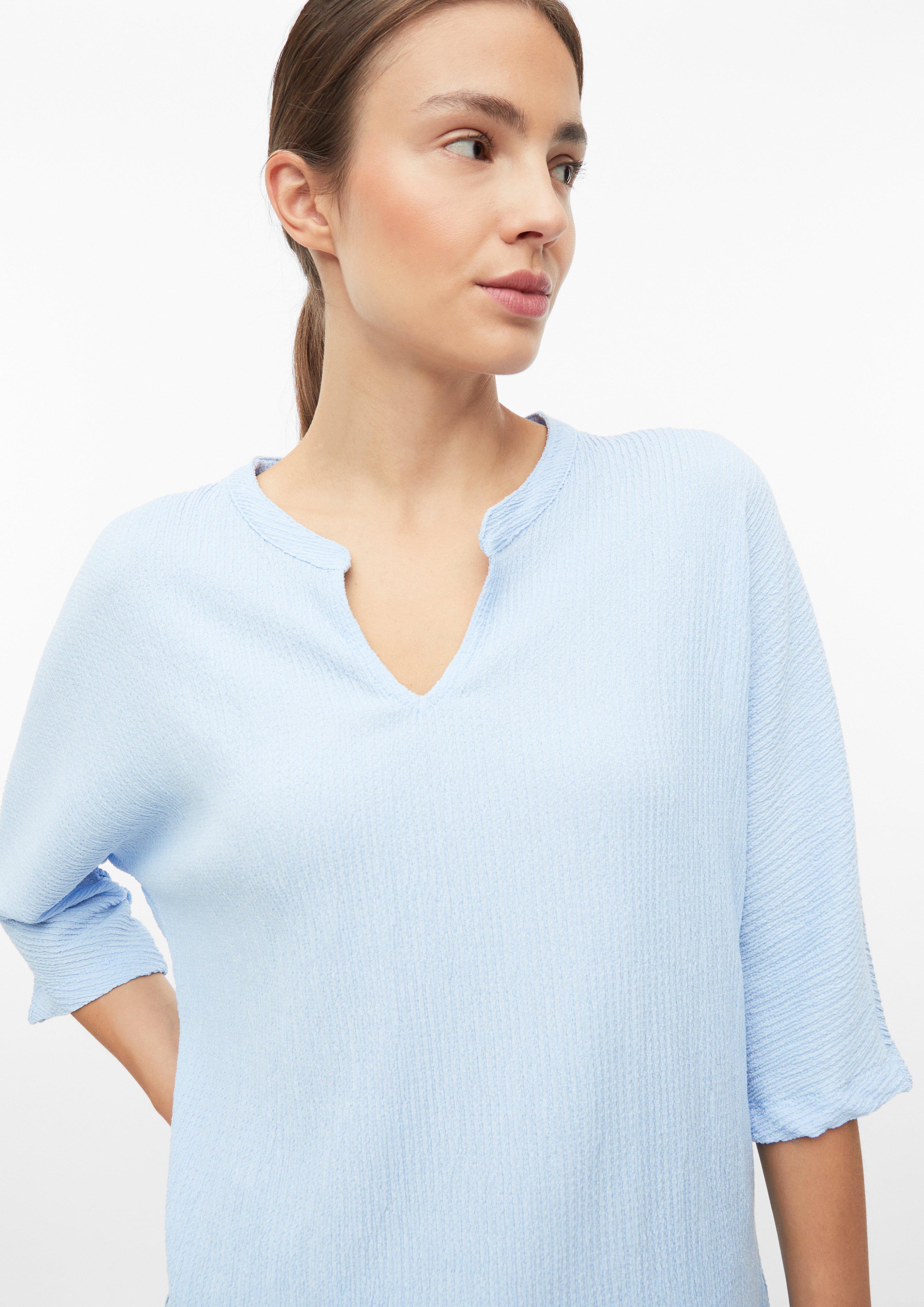 Dames T-shirt van gestructureerde jersey met vleermuismouwen in blauw van s.Oliver