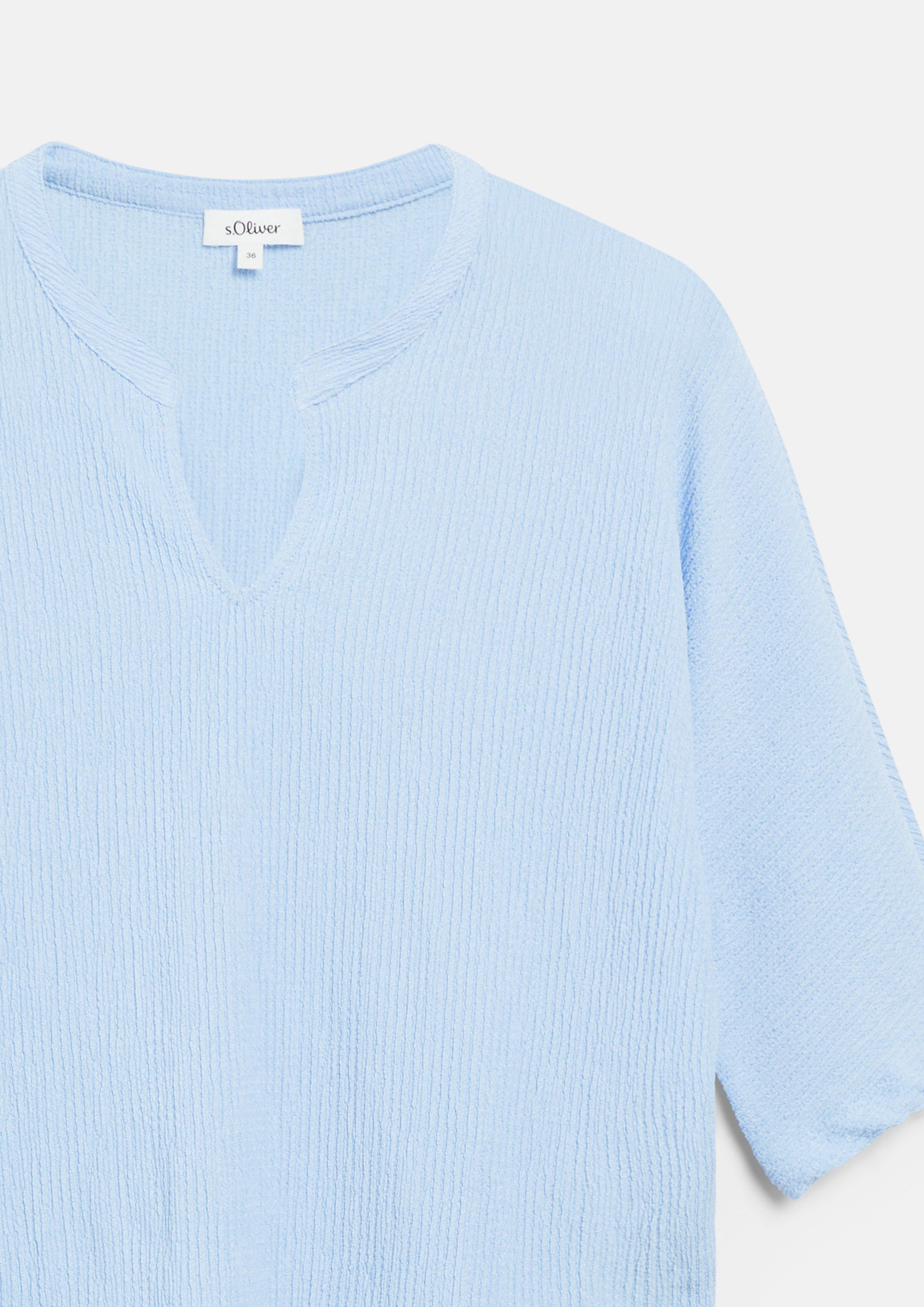Dames T-shirt van gestructureerde jersey met vleermuismouwen in blauw van s.Oliver