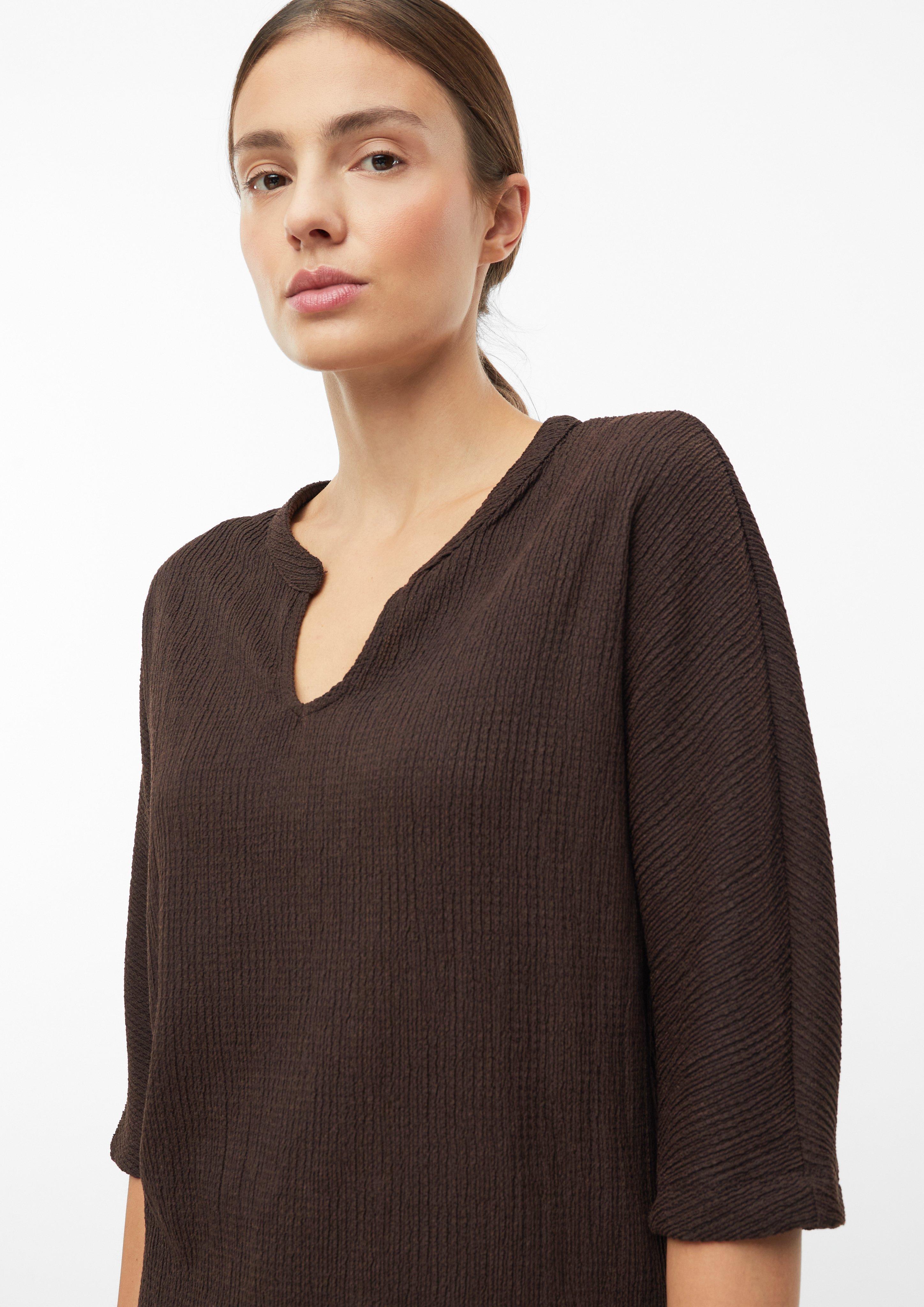 Dames T-shirt van gestructureerde jersey met vleermuismouwen in bruin van s.Oliver