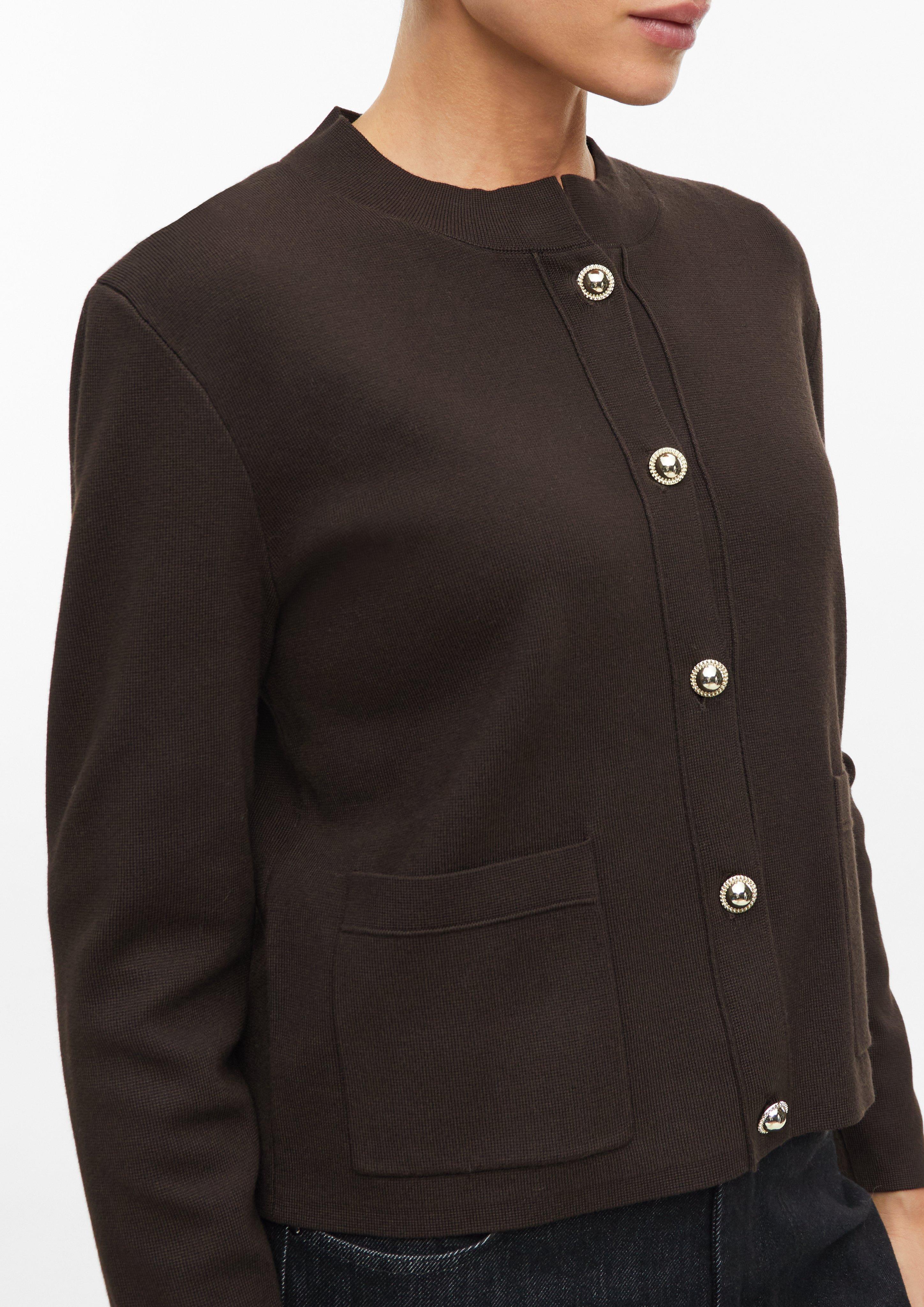 Dames Gebreid vest met opgezette zakken in bruin van s.Oliver BLACK LABEL