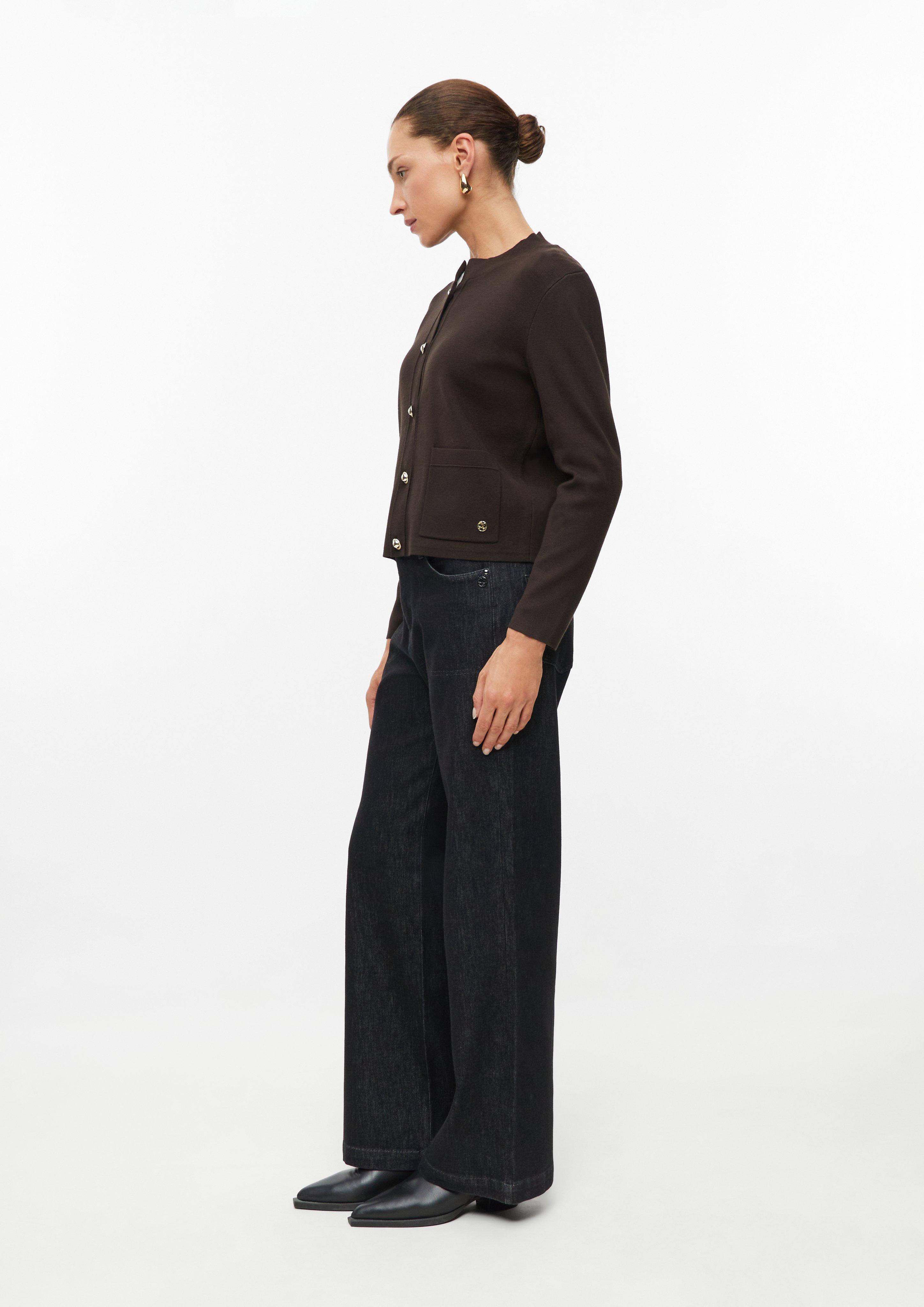 Dames Gebreid vest met opgezette zakken in bruin van s.Oliver BLACK LABEL