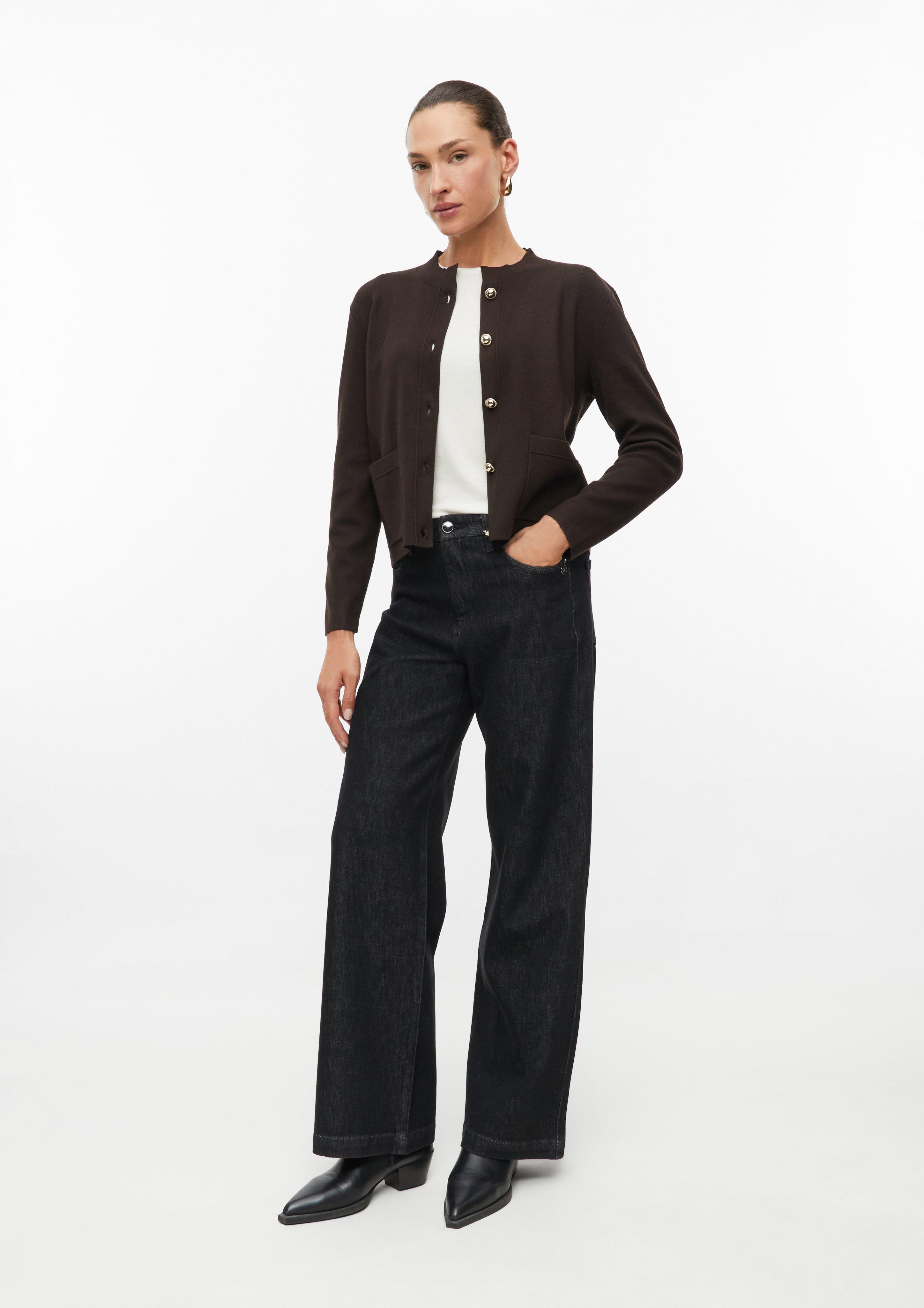 Dames Gebreid vest met opgezette zakken in bruin van s.Oliver BLACK LABEL