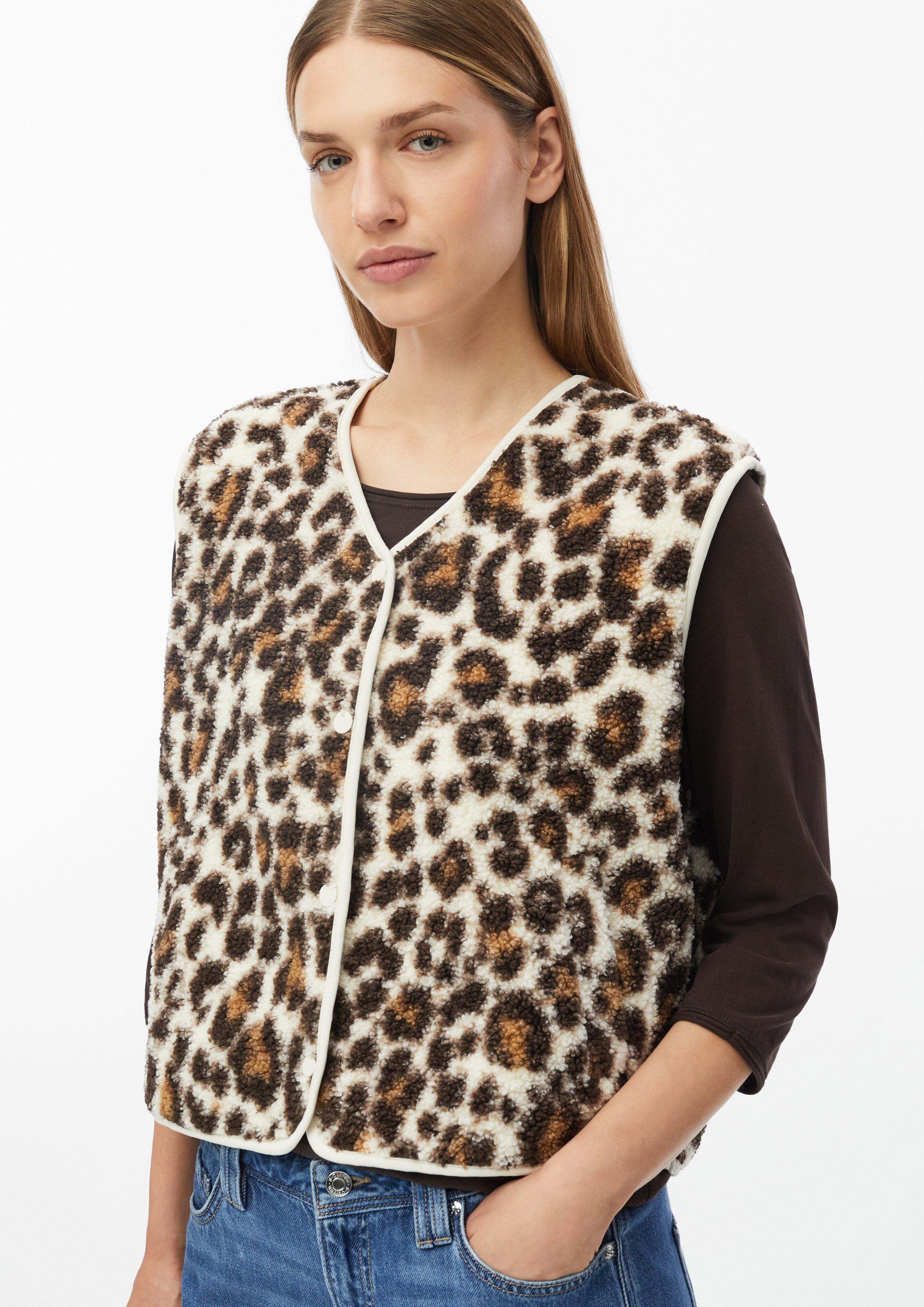 Kobiety Kamizelka teddy Relaxed Fit ze wzorem w panterkę w kolorze beżowy od s.Oliver