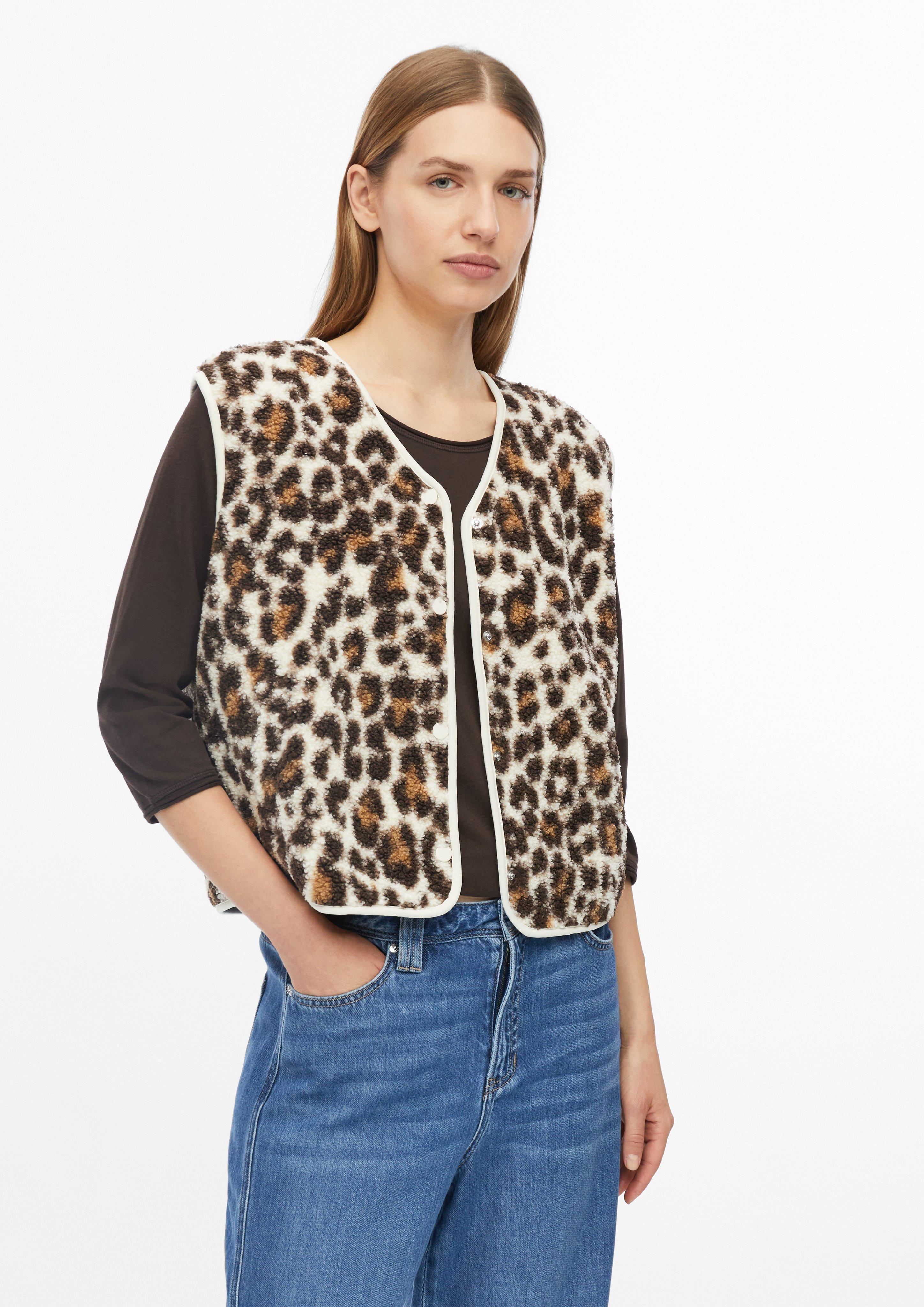 Zene Prsluk ležernog kroja od teddy pliša s leopard uzorkom u boji bež od s.Oliver