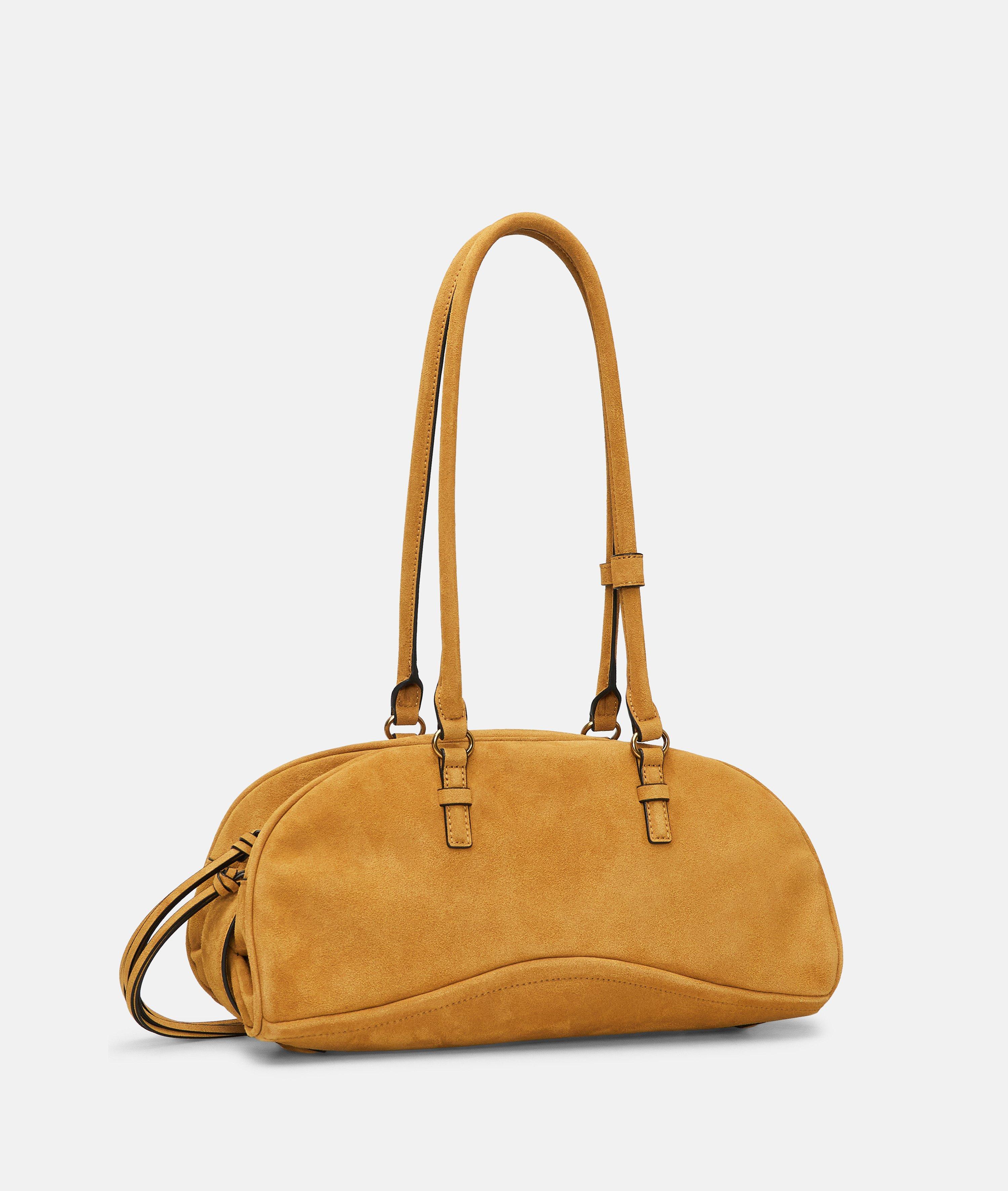 Satchel in yellow, brown & red