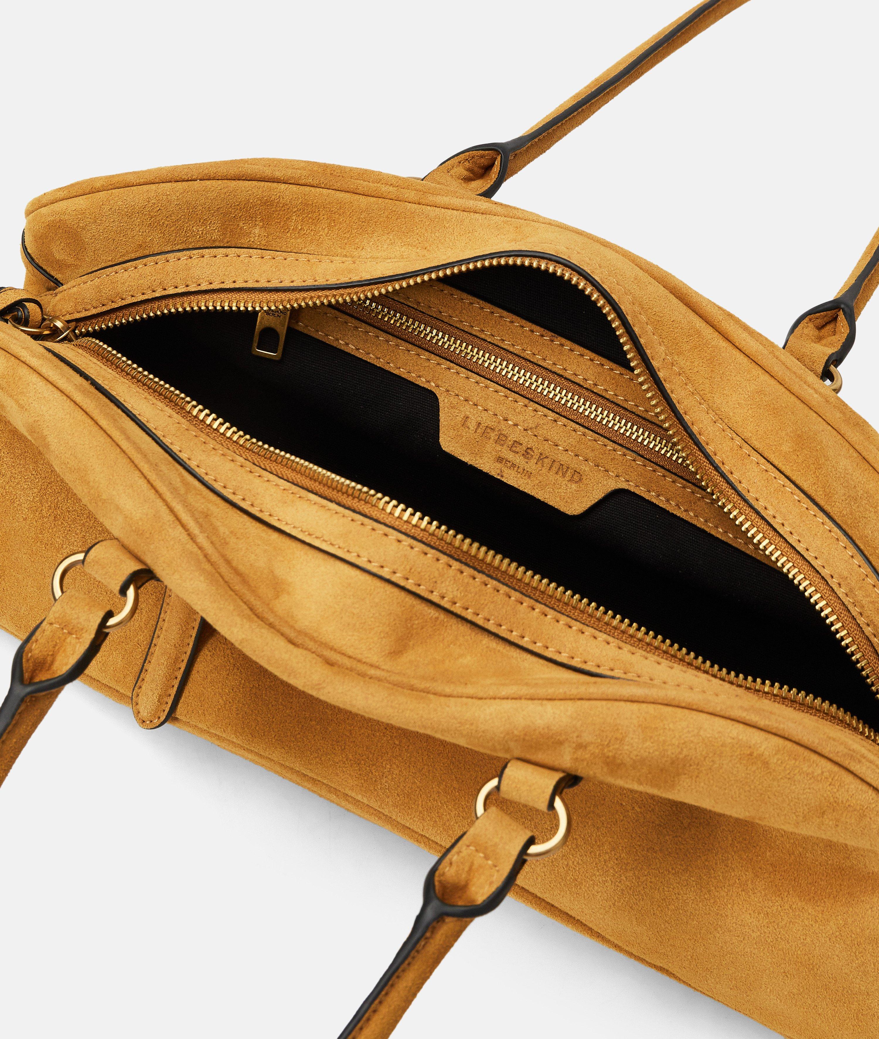 Satchel in yellow, brown & red