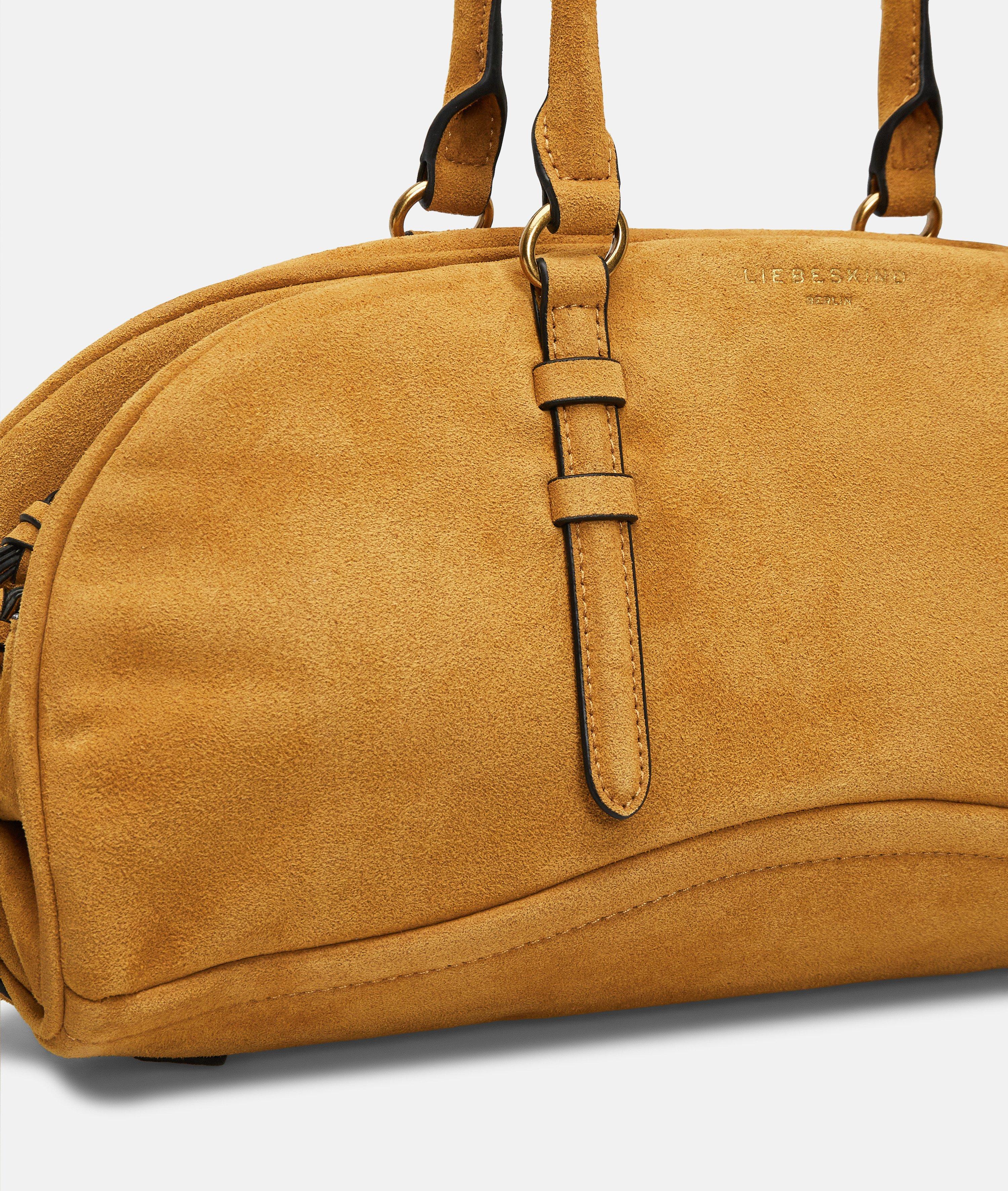 Satchel in yellow, brown & red