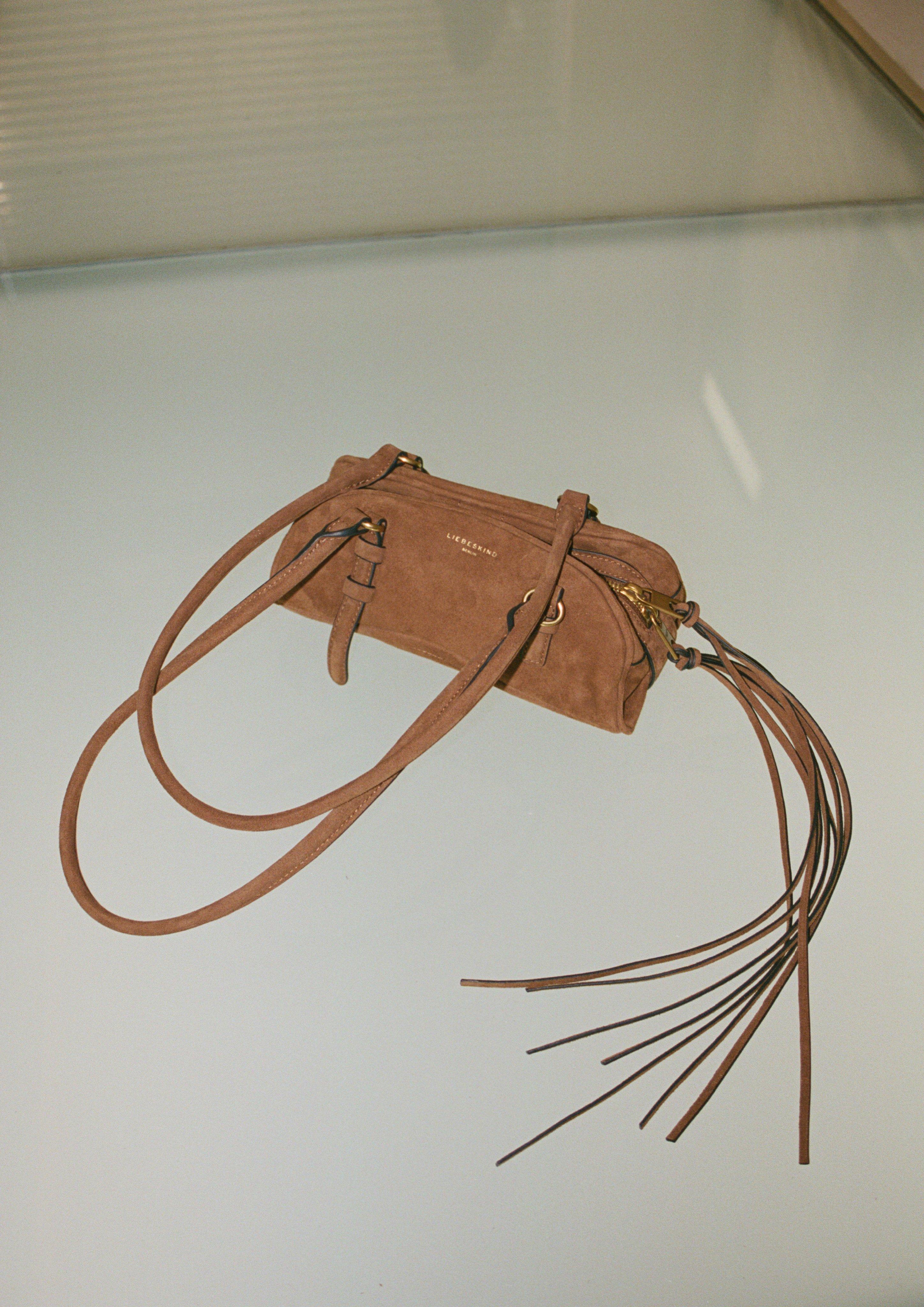 Spacious shoulder bag with a suede-like finish in mocca by Liebeskind Berlin
