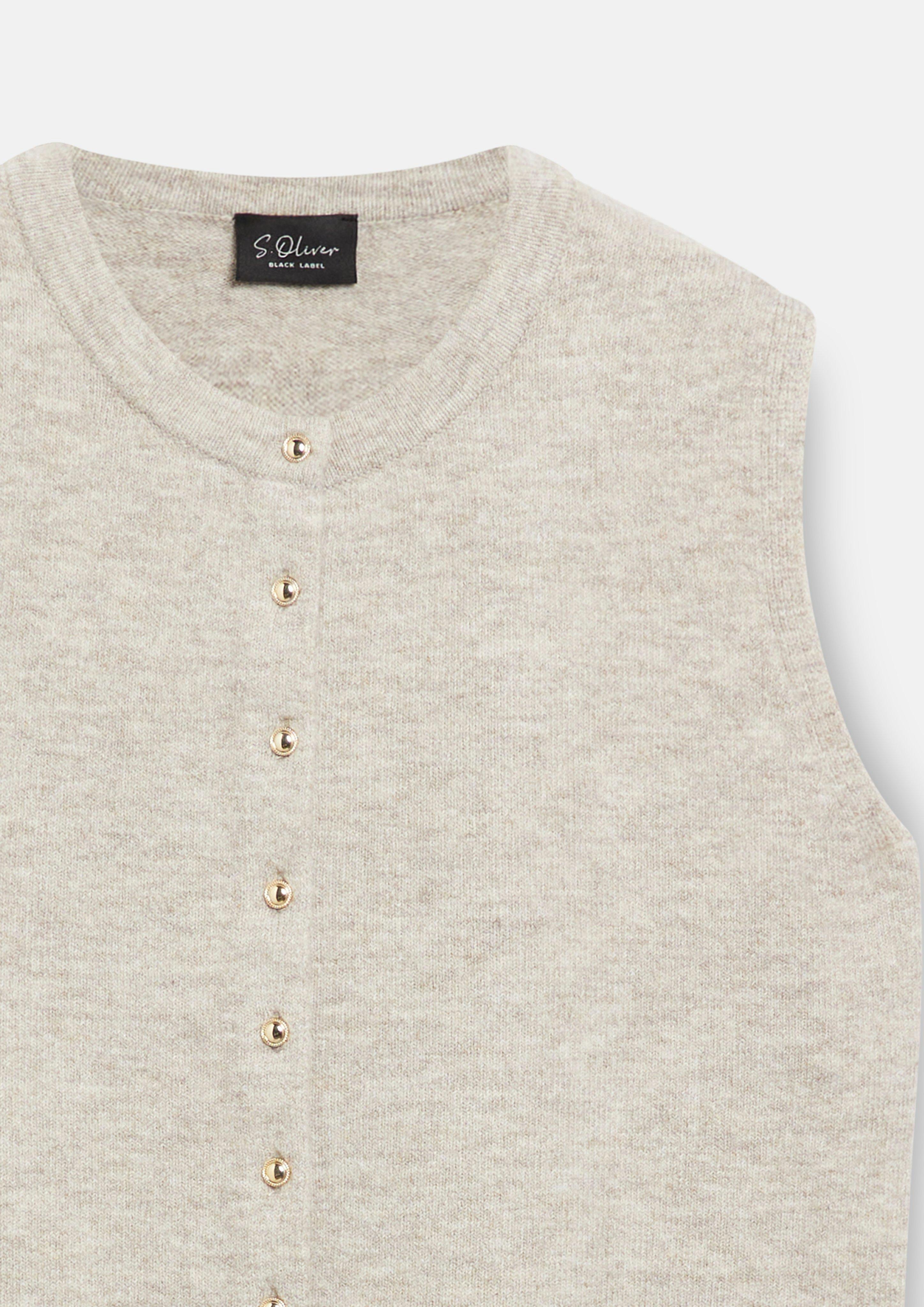 Femmes Gilet en maille avec patte de boutonnage en beige de s.Oliver BLACK LABEL