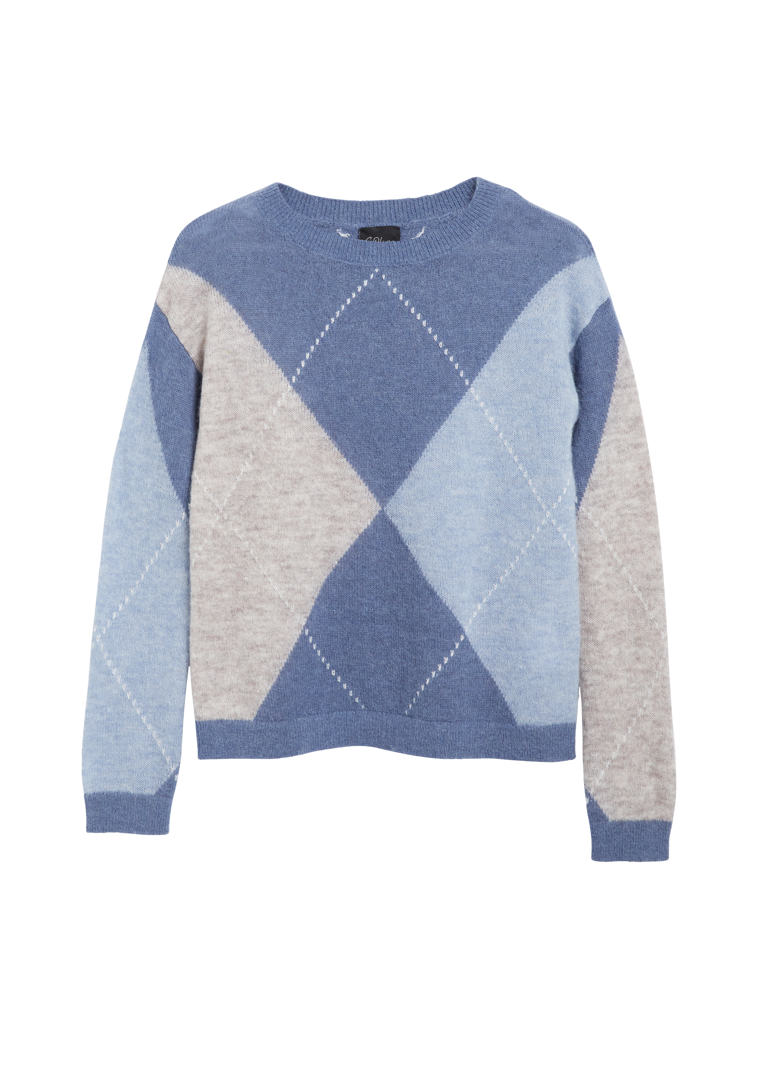 Fijn gebreide trui van een alpaca-mix met ruitpatroon