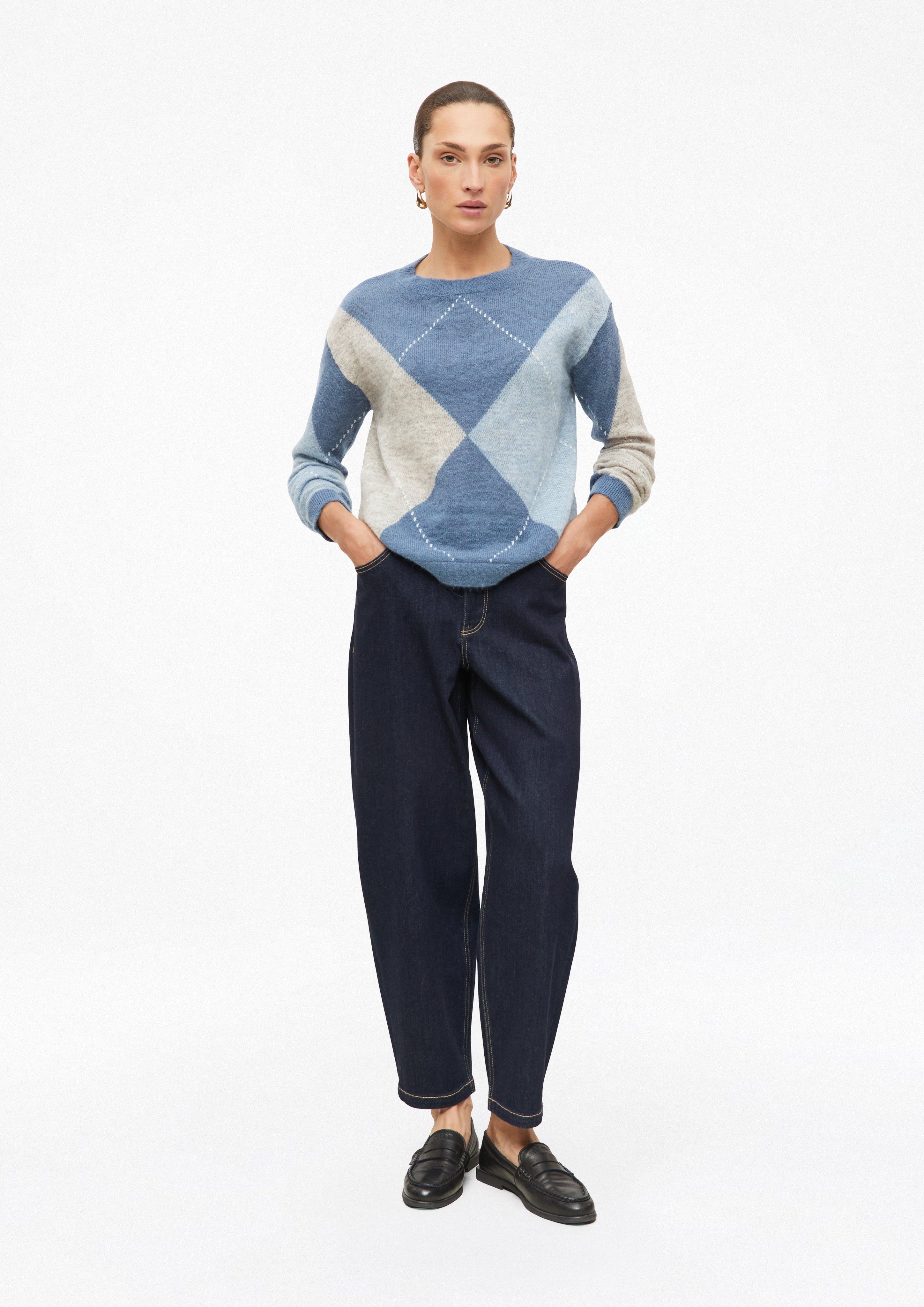 Women Fine-knit sweater made from an alpaca blend with a diamond pattern in beige by s.Oliver BLACK LABEL