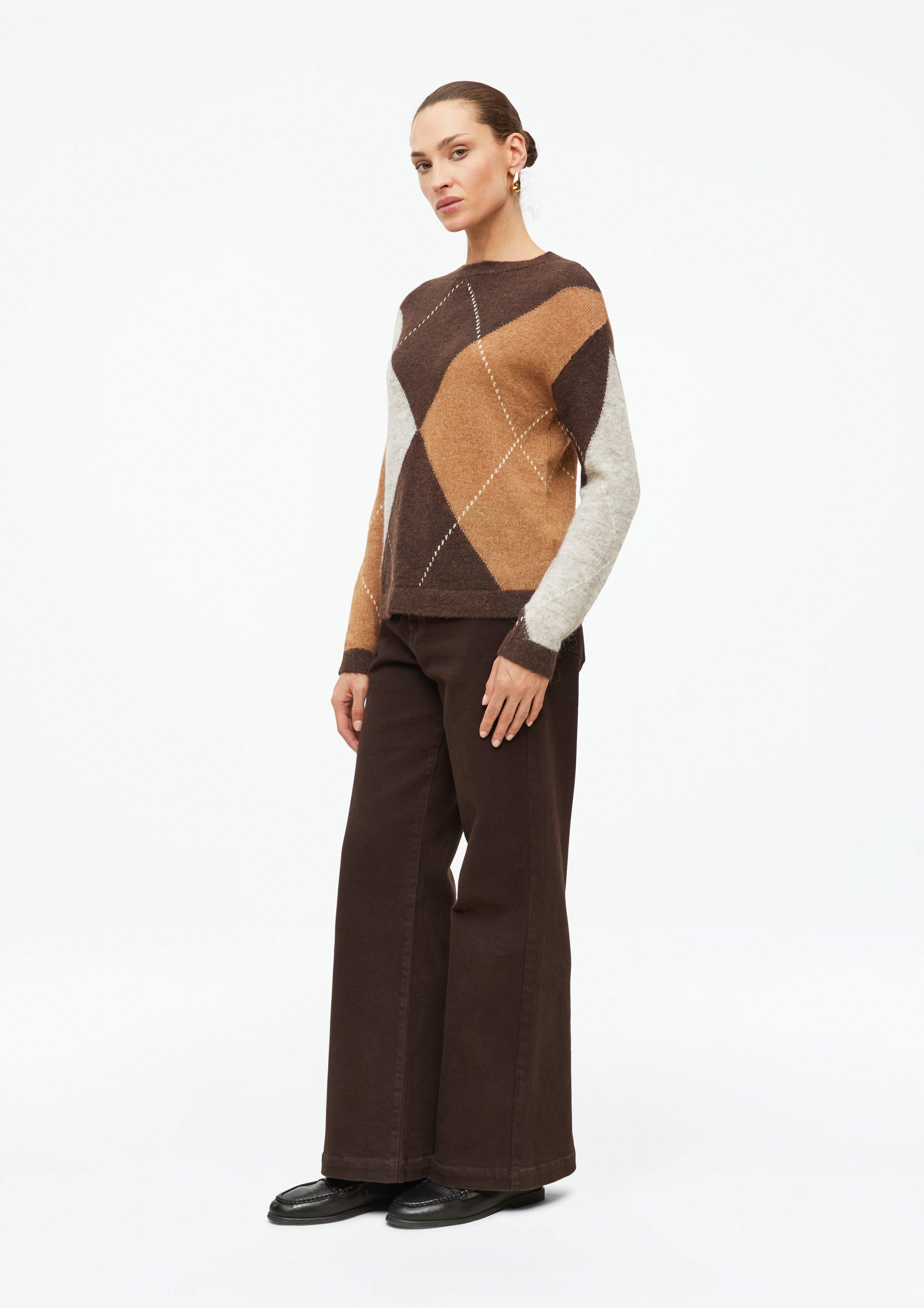 Damen Feinstrickpullover aus Alpakamix mit Rauten-Muster in braun von s.Oliver BLACK LABEL