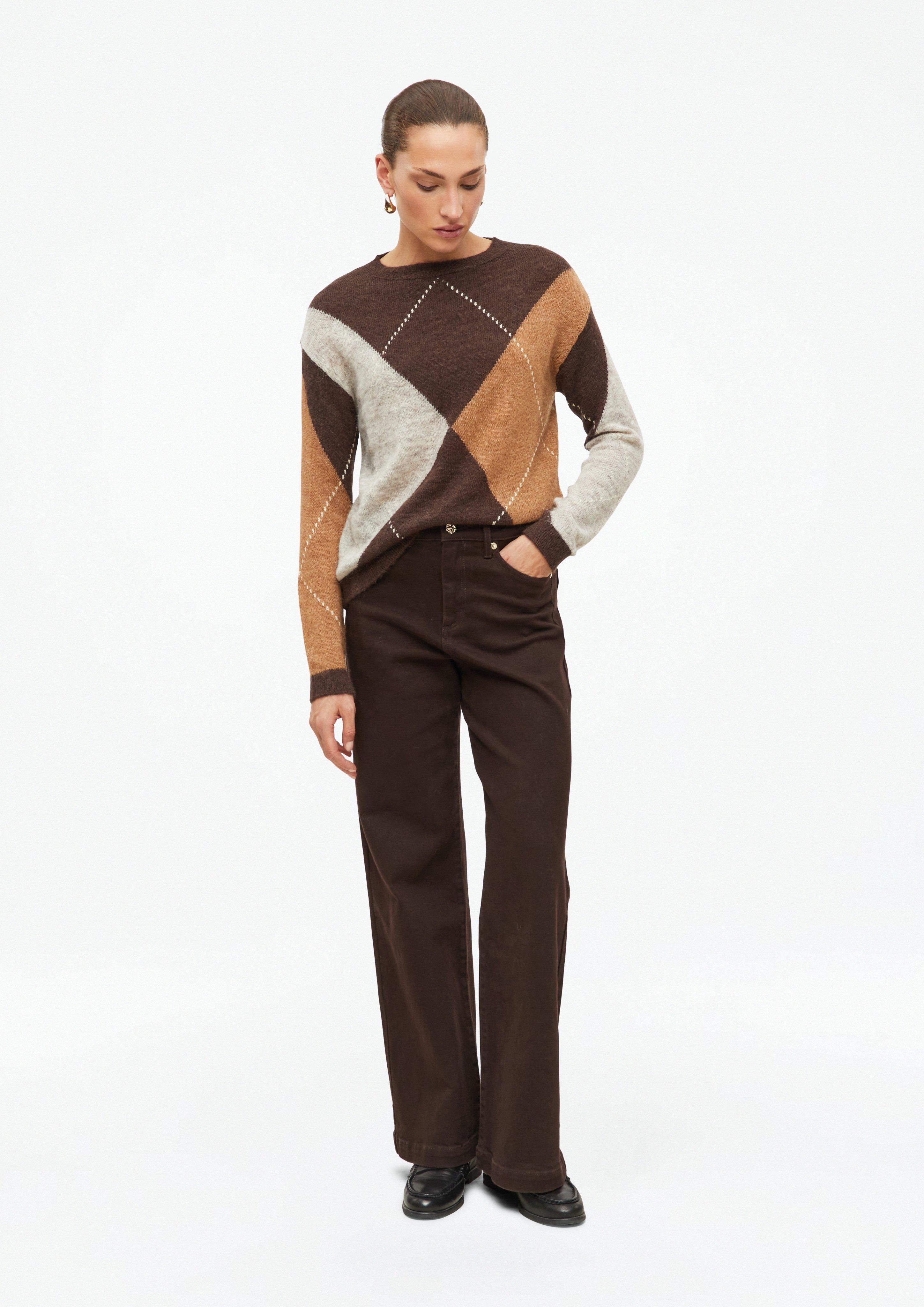 Damen Feinstrickpullover aus Alpakamix mit Rauten-Muster in braun von s.Oliver BLACK LABEL