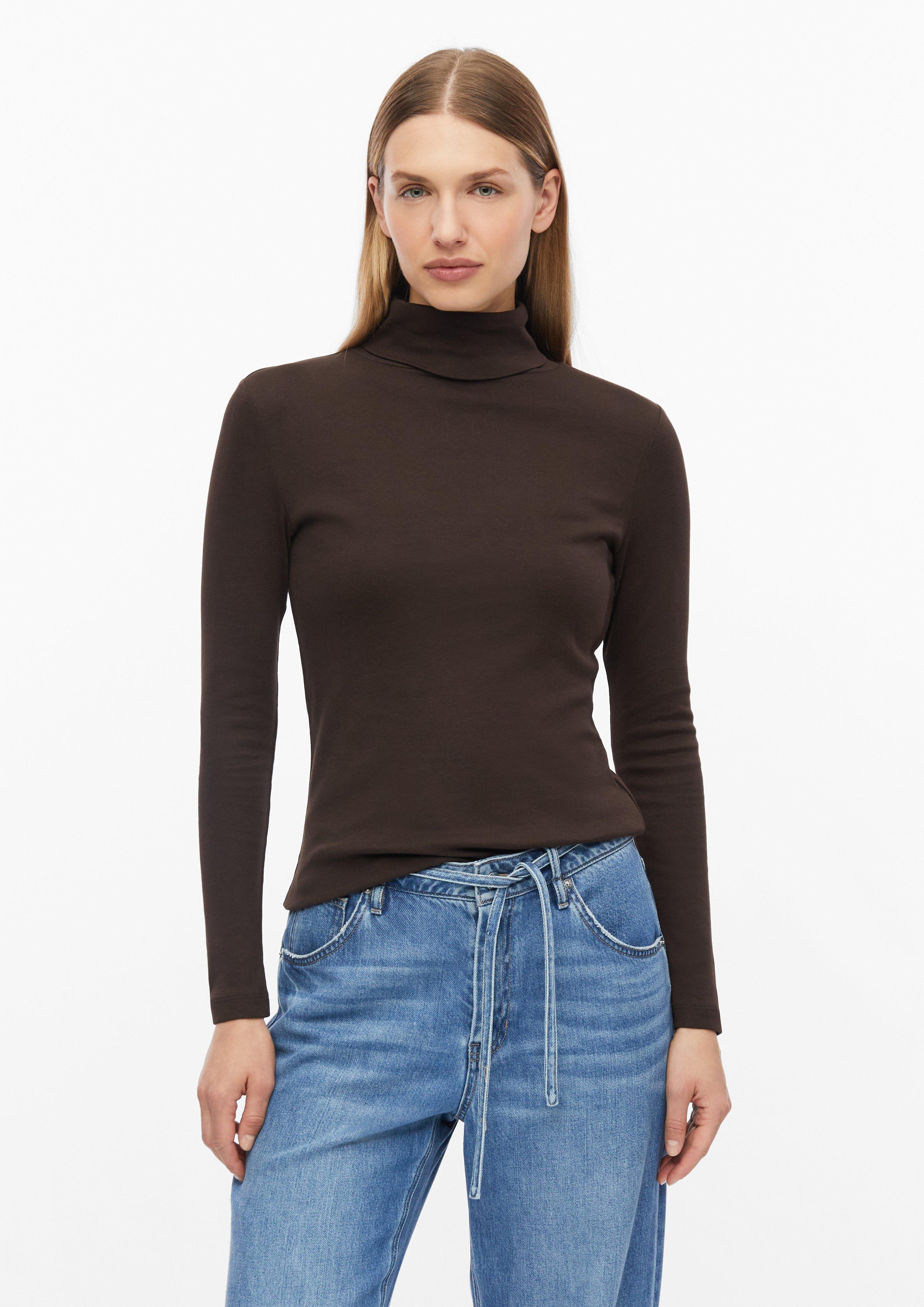 Tričko s rolákovým golierom Slim Fit vo farbe tmavohnedá od s.Oliver