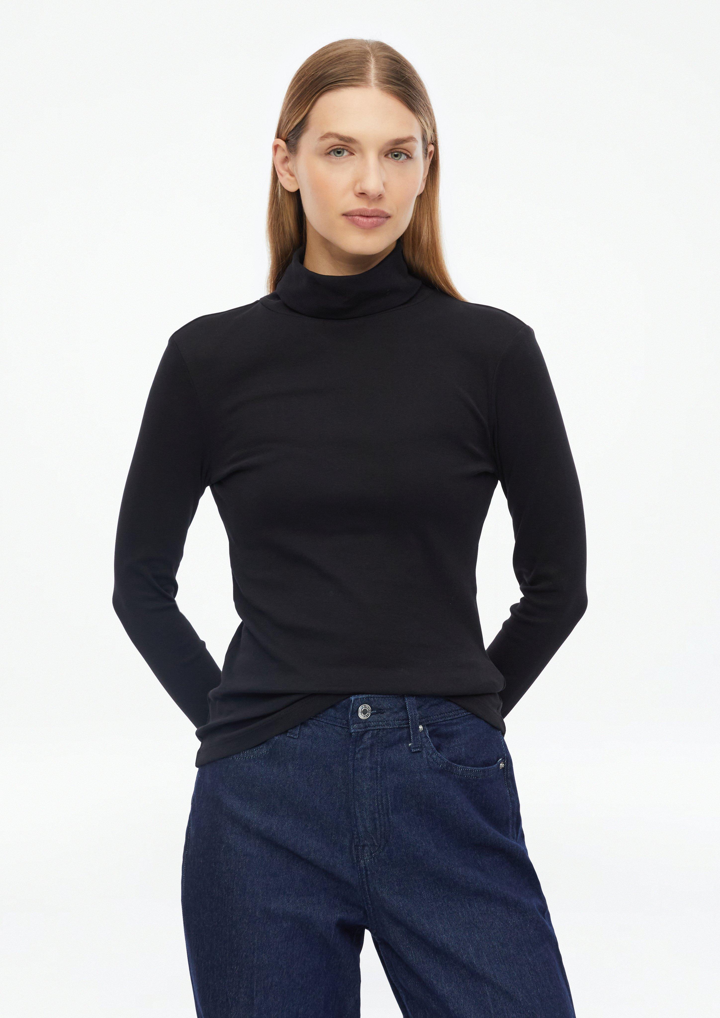 Slim-fit turtleneck shirt in black by s.Oliver